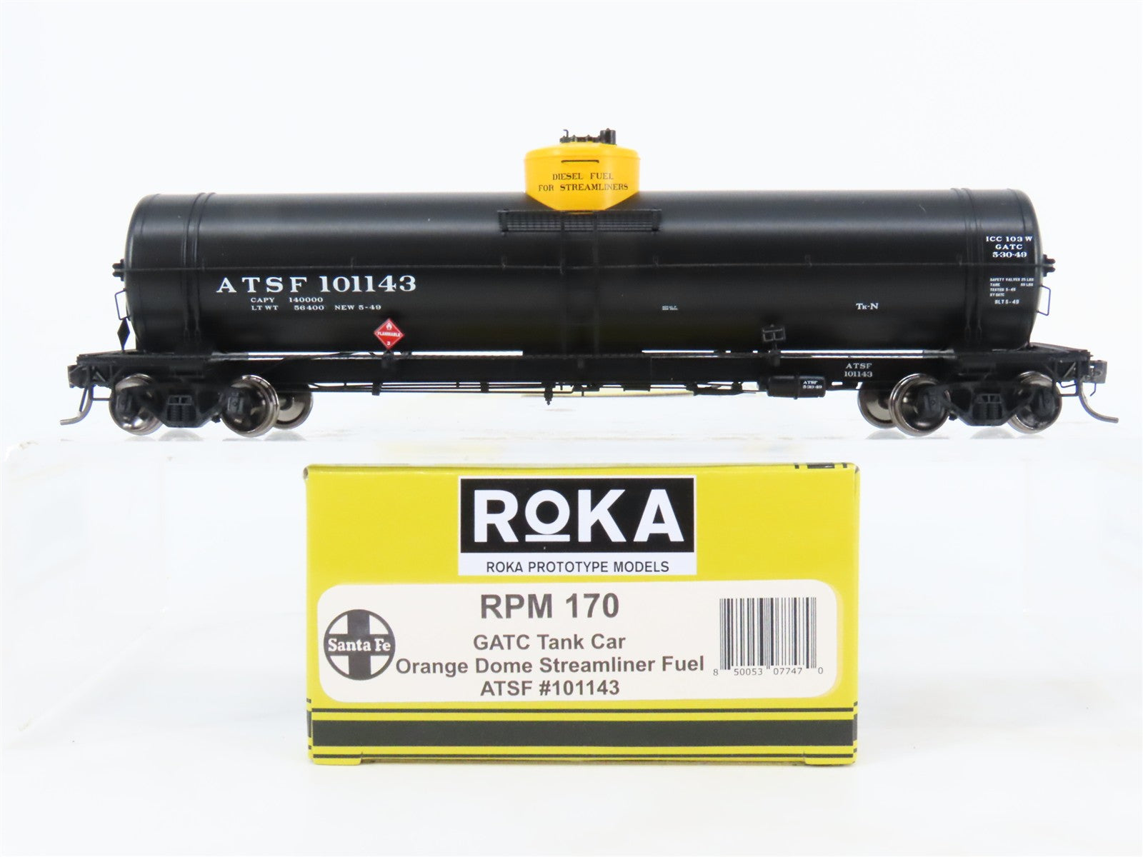 HO Scale Roka RPM 170 ATSF Santa Fe GATC 16K Gallon Single Dome Tank Car #101143