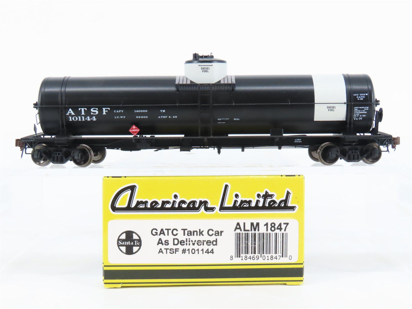 HO Scale American Limited ALM 1847 ATSF Santa Fe Single Dome Tank Car #101144