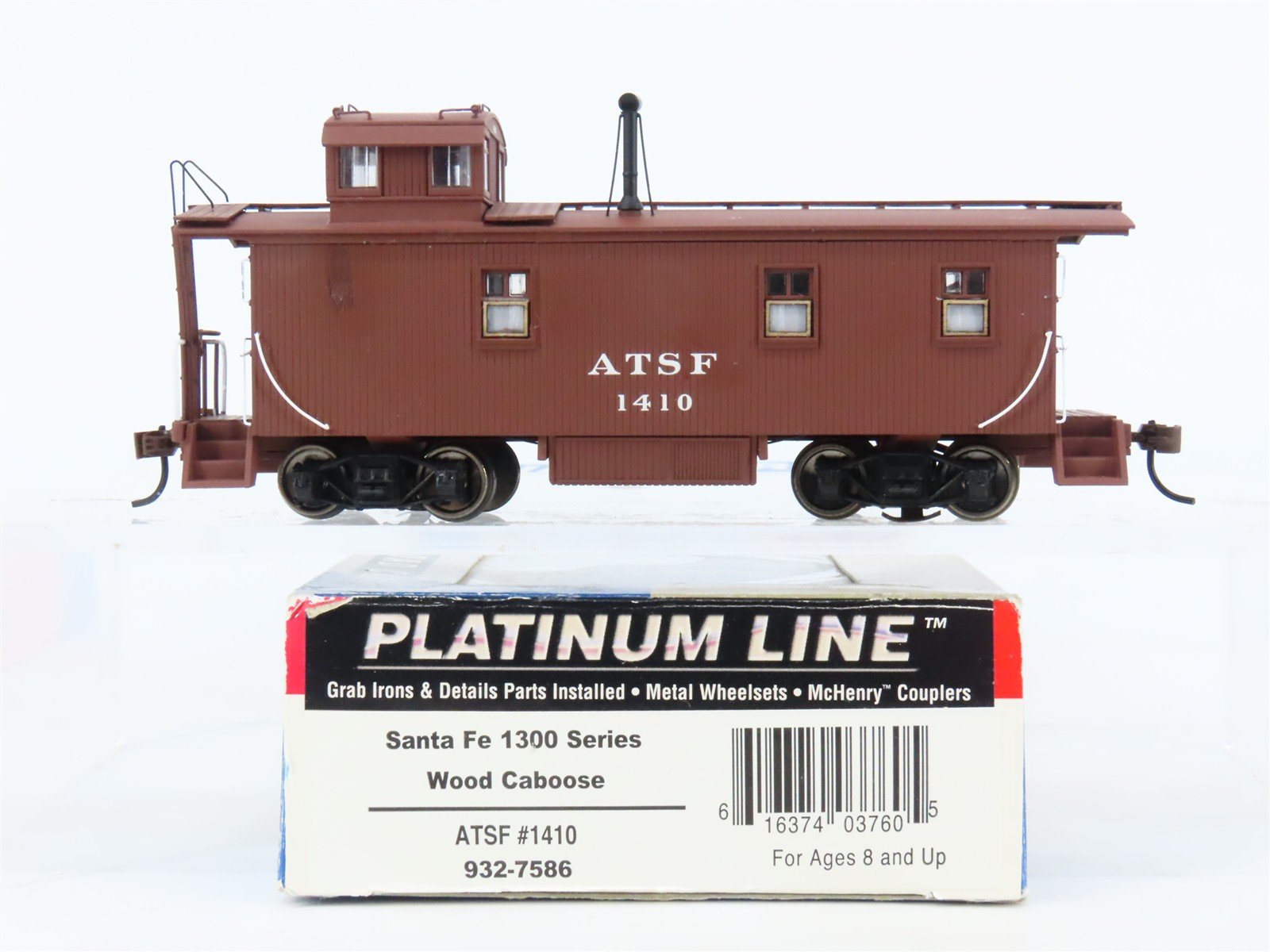 HO Scale Walthers Platinum Line 932-7586 ATSF Santa Fe Wood Caboose #1410
