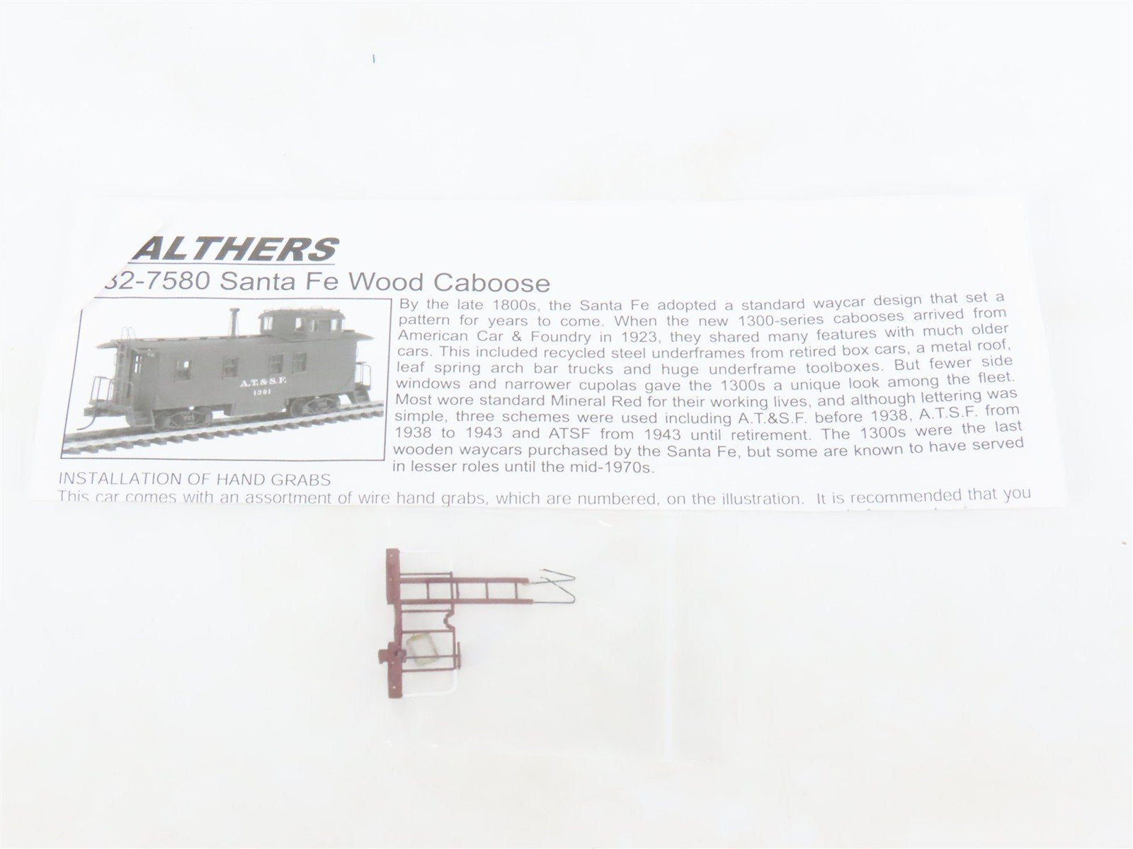HO Scale Walthers Platinum Line 932-7586 ATSF Santa Fe Wood Caboose #1410