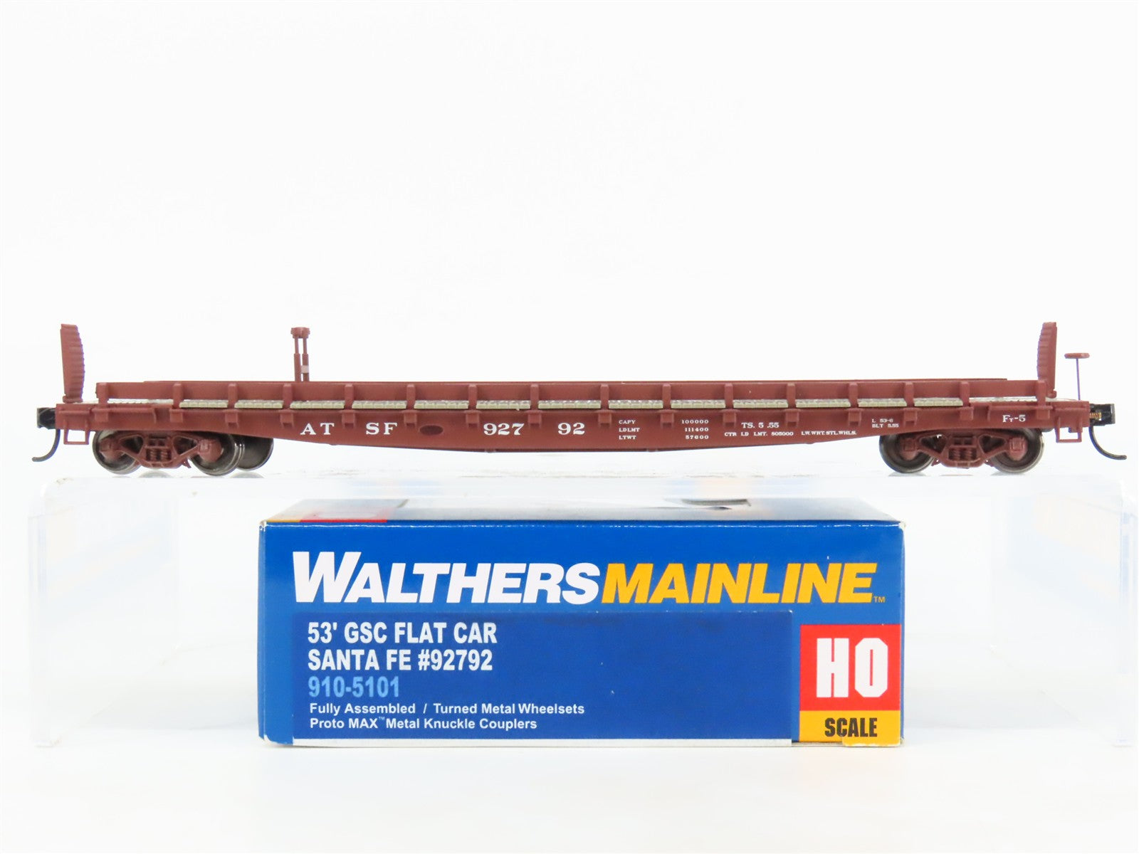 HO Scale Walthers Mainline 910-5101 ATSF Santa Fe 53' GSC Flat Car #92792