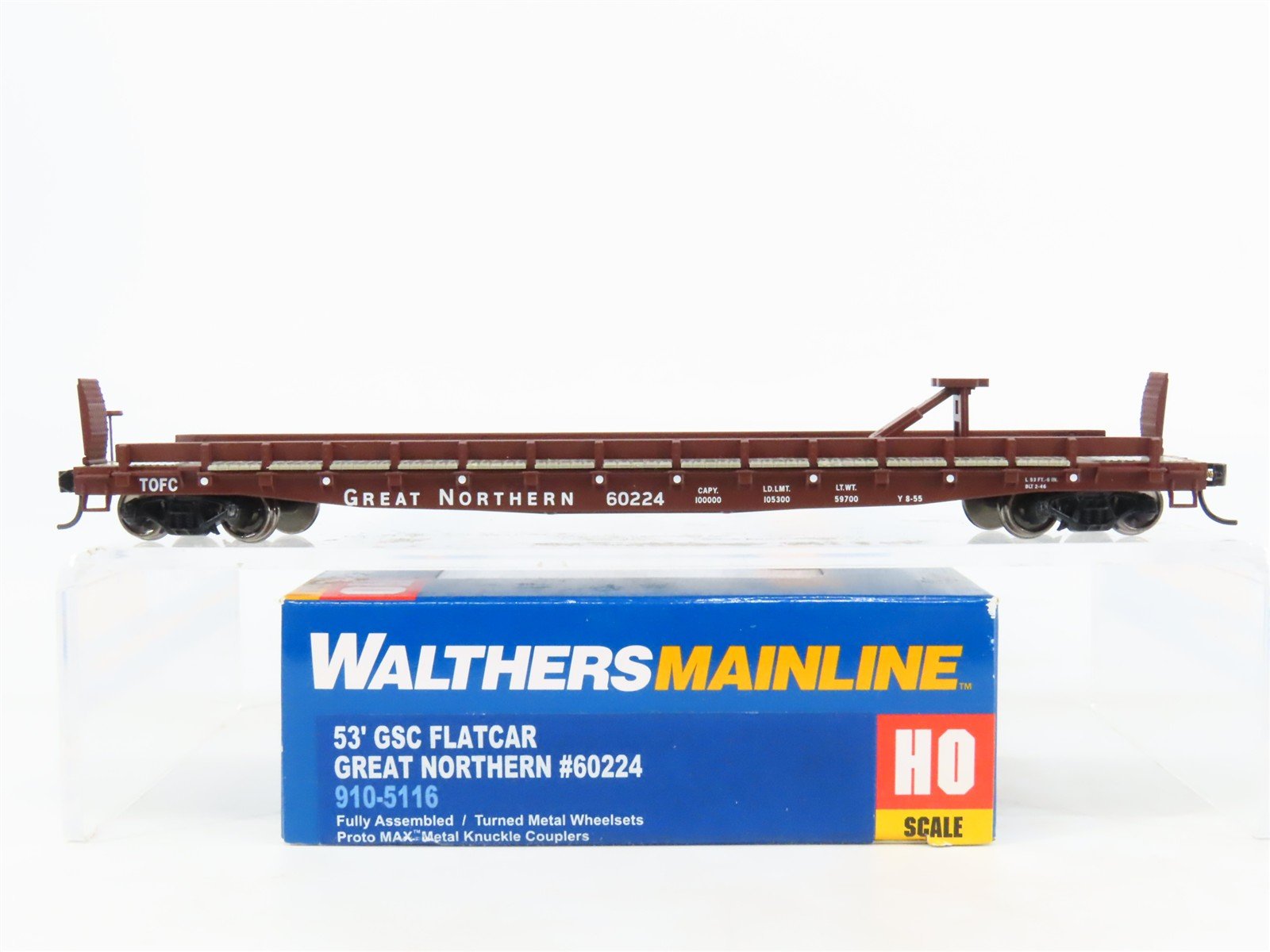 HO Scale Walthers Mainline 910-5116 GN Great Northern 53' GSC Flat Car #60224