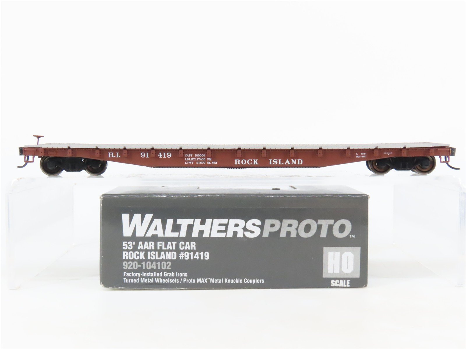 HO Scale Walthers Proto 920-104102 RI Rock Island 53' AAR Flat Car #91419