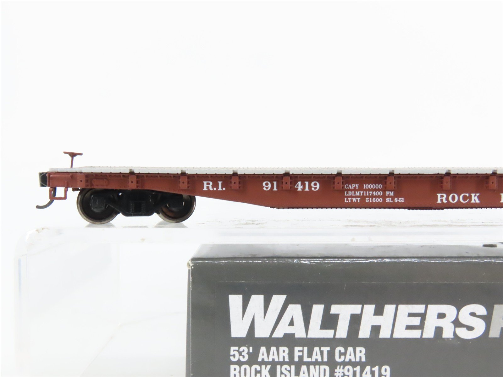 HO Scale Walthers Proto 920-104102 RI Rock Island 53' AAR Flat Car #91419