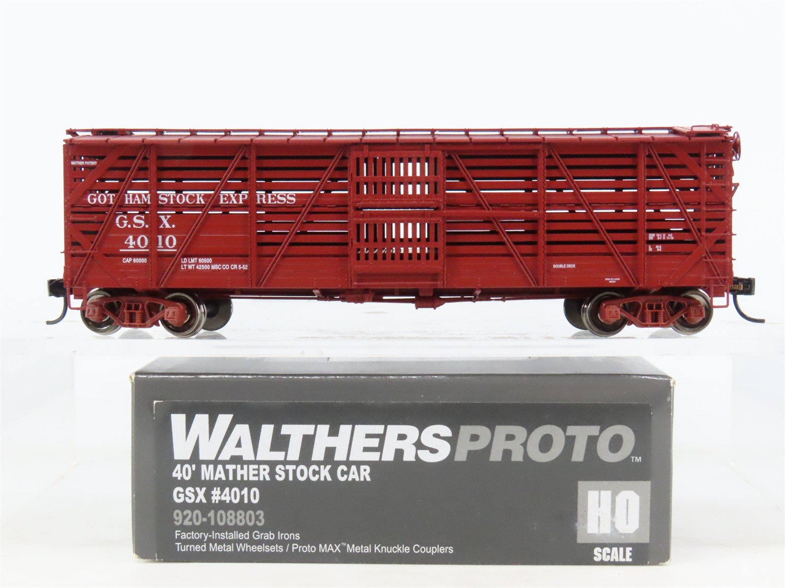 HO Scale Walthers Proto 920-108803 GSX Gotham Stock Express Stock Car #4010