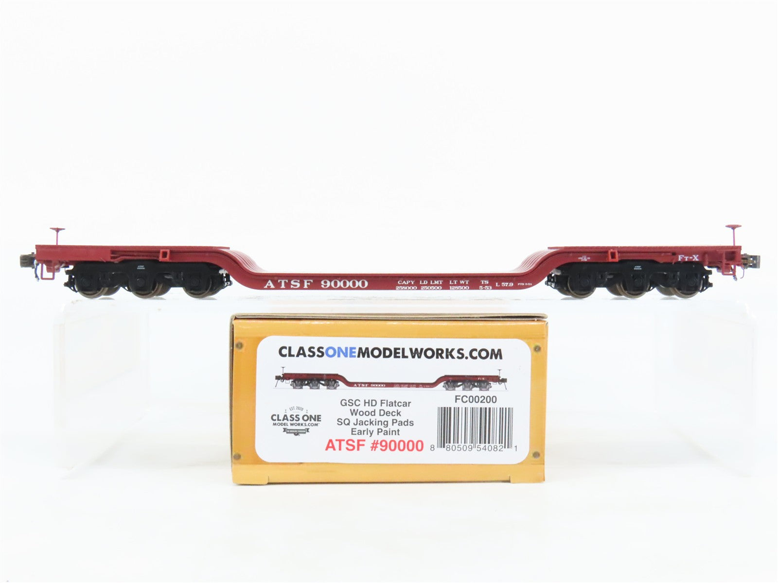 HO Scale Class One Model Works FC00200 ATSF Santa Fe Heavy Duty Flat Car #90000