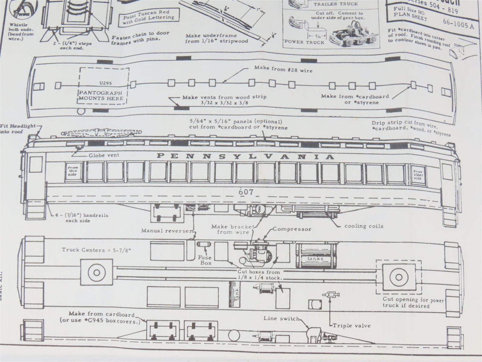 HO Walthers Kit 5525 Undecorated PRR MU Coach Electric Rail Car - UNPOWERED