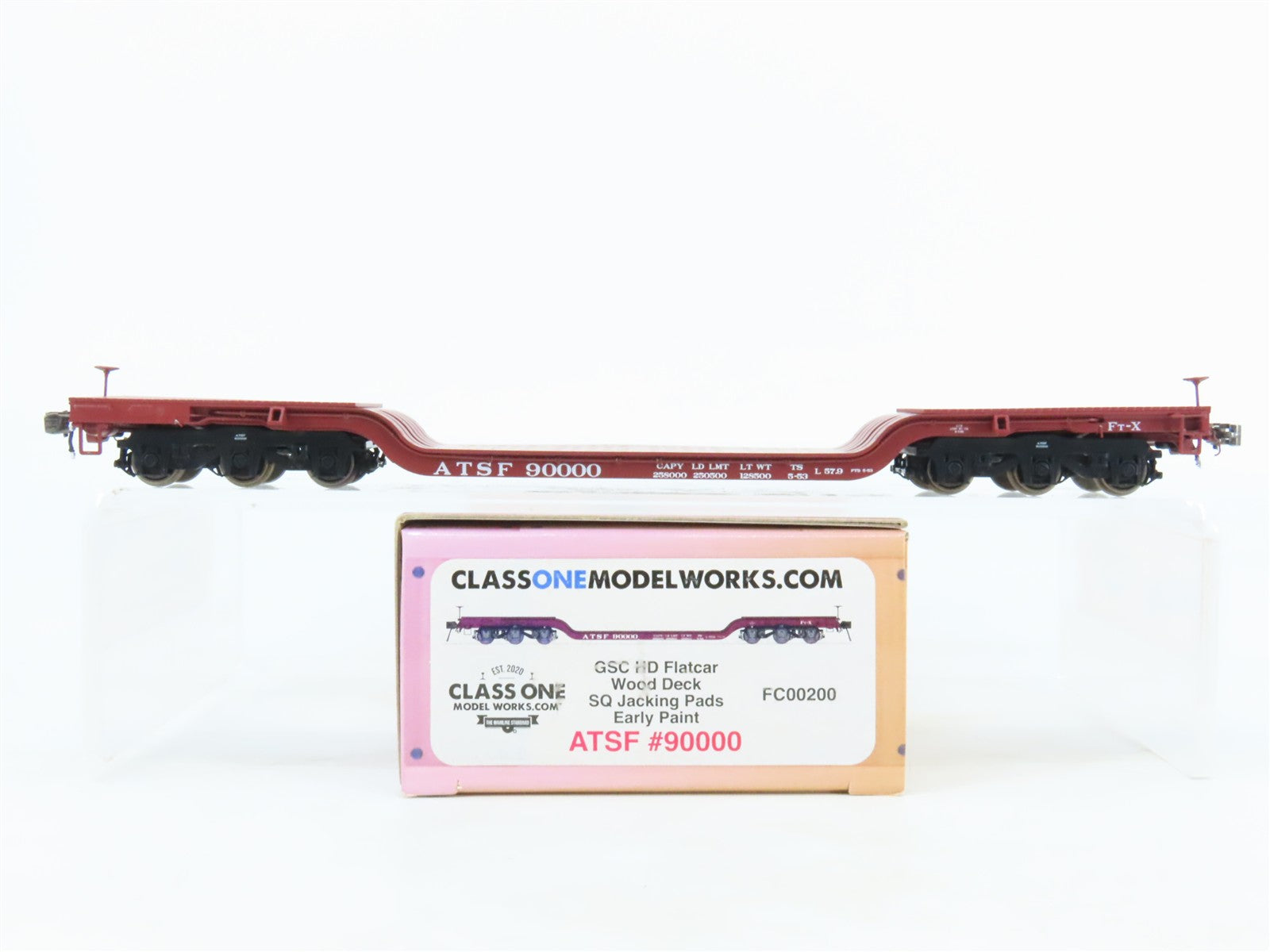 HO Scale Class One Model Works FC00200 ATSF Santa Fe Heavy Duty Flat Car#90000