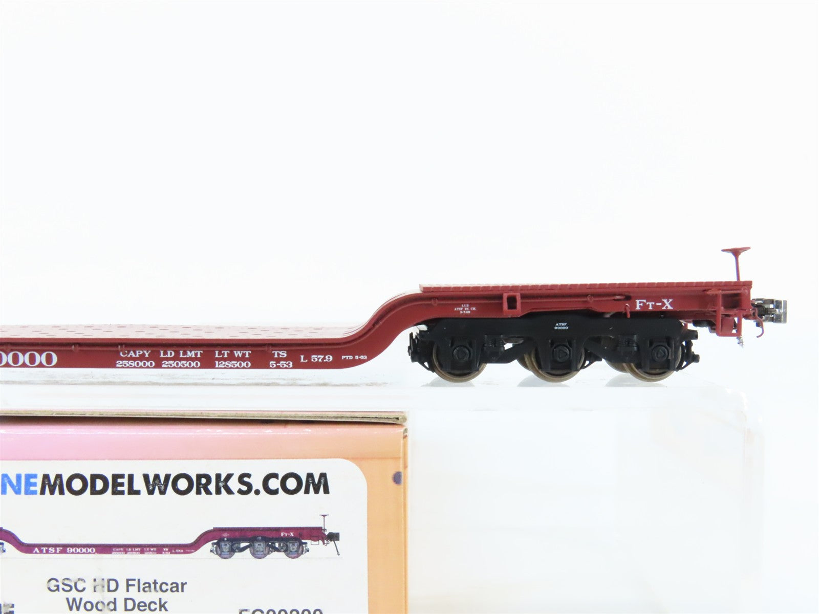 HO Scale Class One Model Works FC00200 ATSF Santa Fe Heavy Duty Flat Car#90000
