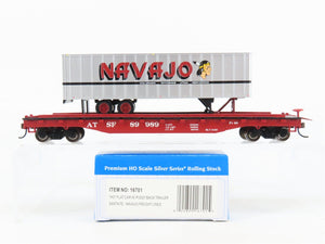 HO Scale Bachmann Silver Series 16701 ATSF Santa Fe Flat Car #89989 w/ Trailer
