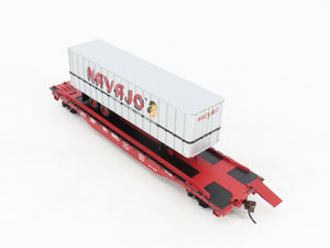 HO Scale Bachmann Silver Series 16701 ATSF Santa Fe Flat Car #89989 w/ Trailer