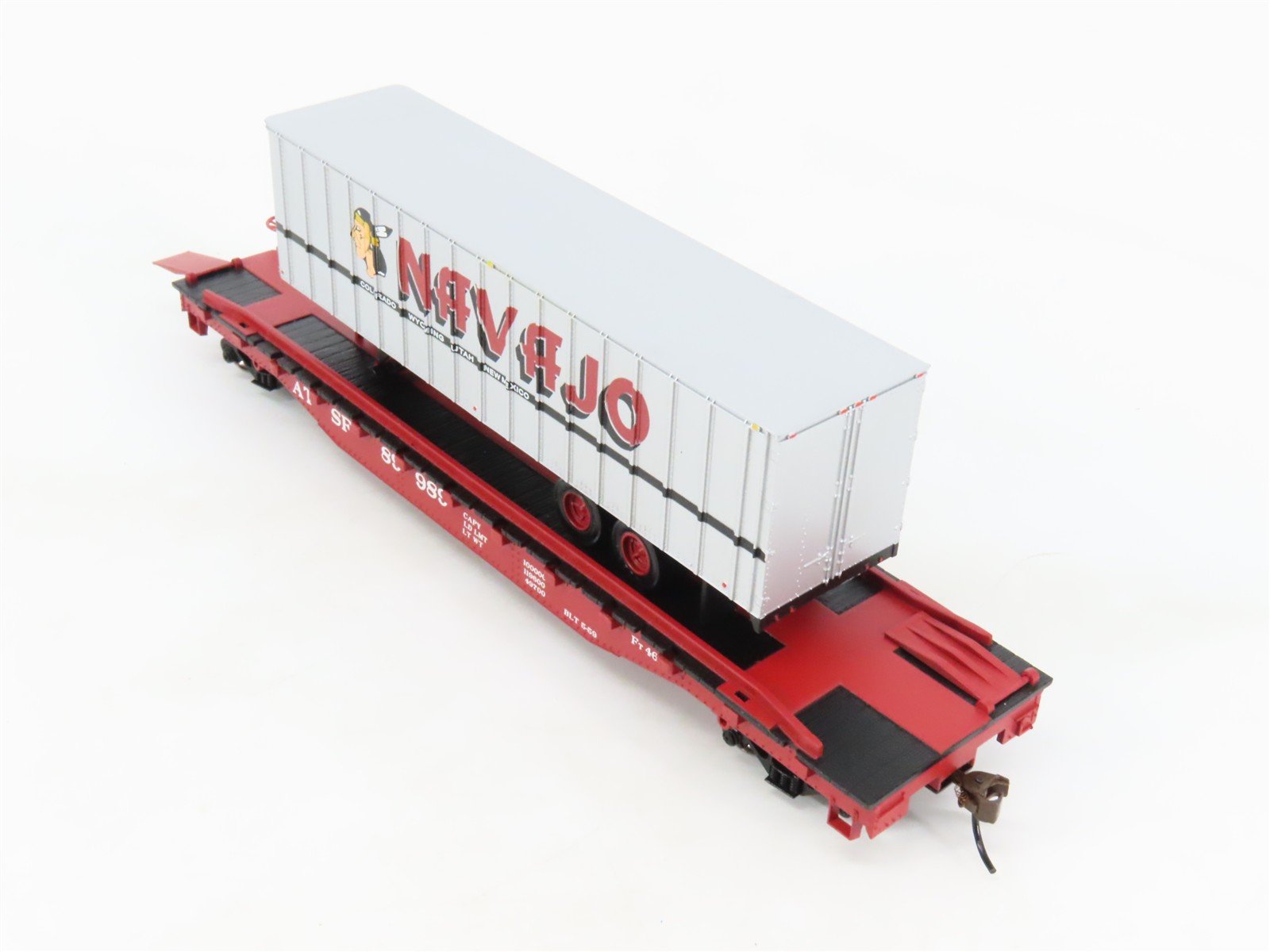 HO Scale Bachmann Silver Series 16701 ATSF Santa Fe Flat Car #89989 w/ Trailer