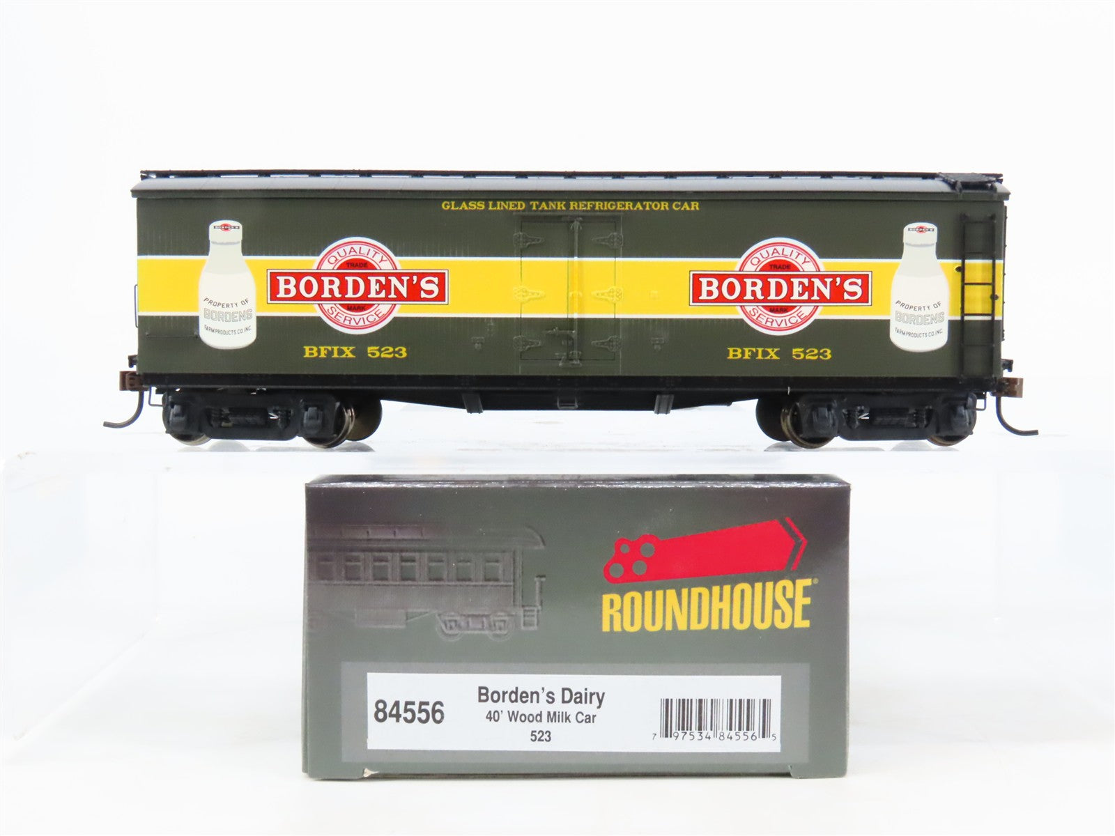 HO Scale Roundhouse 84556 BFIX Borden's Dairy 40' Wood Milk Refrigerator Car 523