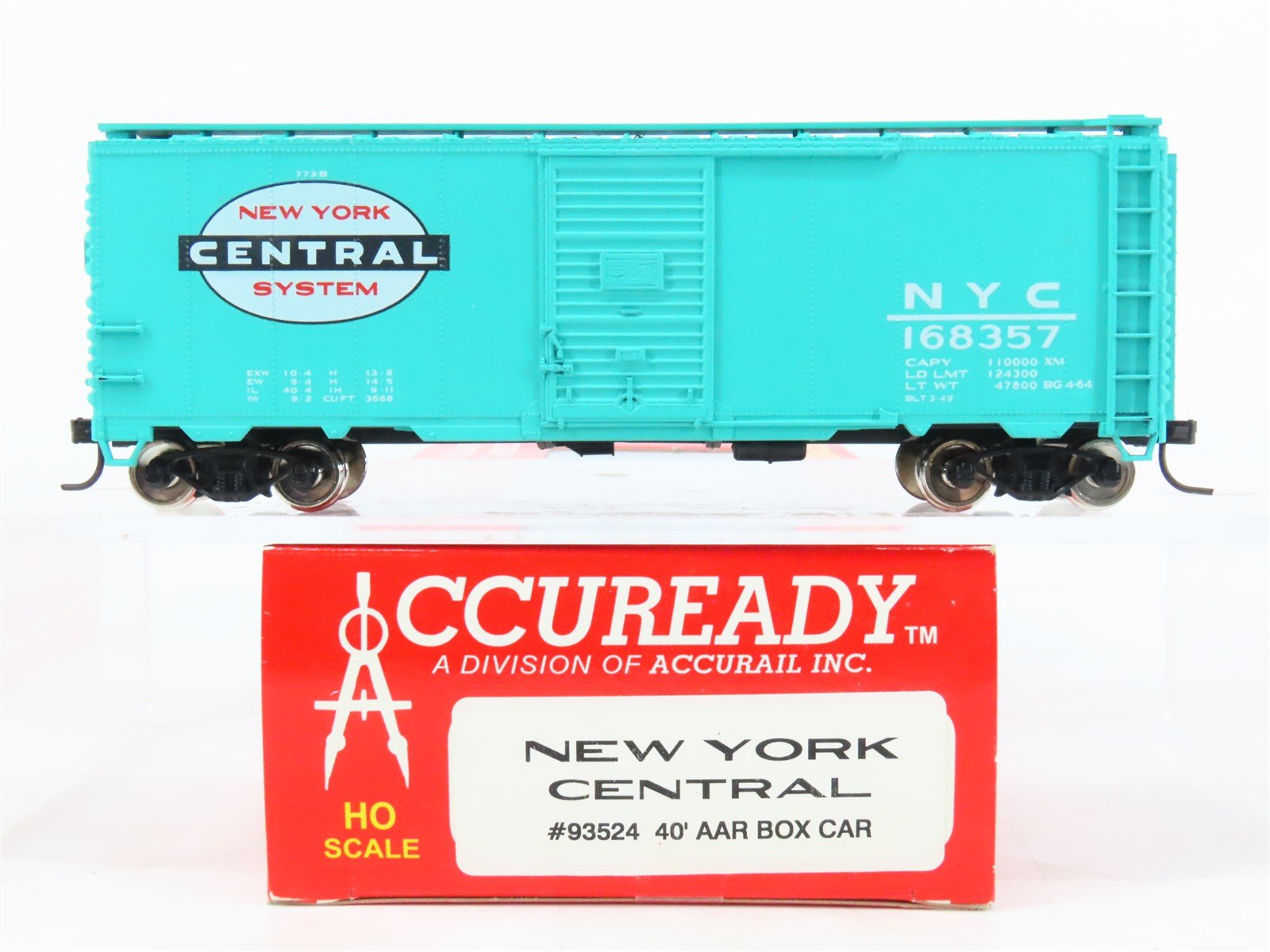 HO Scale Accuready 93524 NYC New York Central 40' AAR Box Car #168357