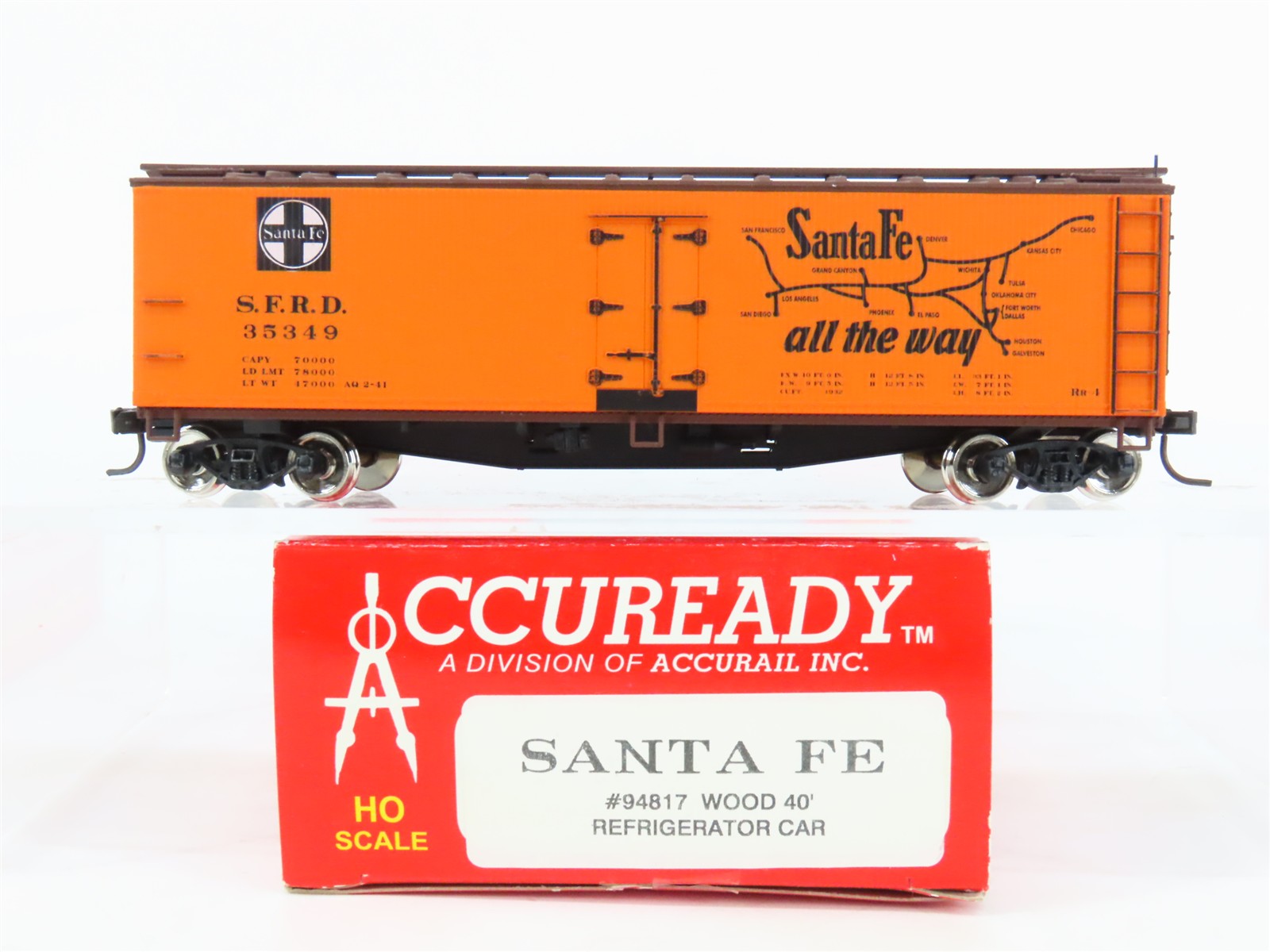HO Scale Accuready 94817 SFRD Santa Fe El Capitan 40' Wood Reefer #35349