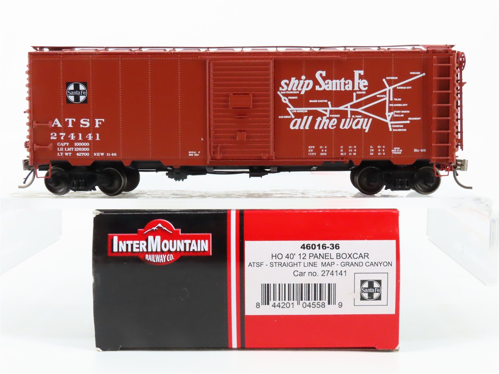 HO Intermountain 46016-36 ATSF Santa Fe Grand Canyon 40' 12 Panel Boxcar #274141