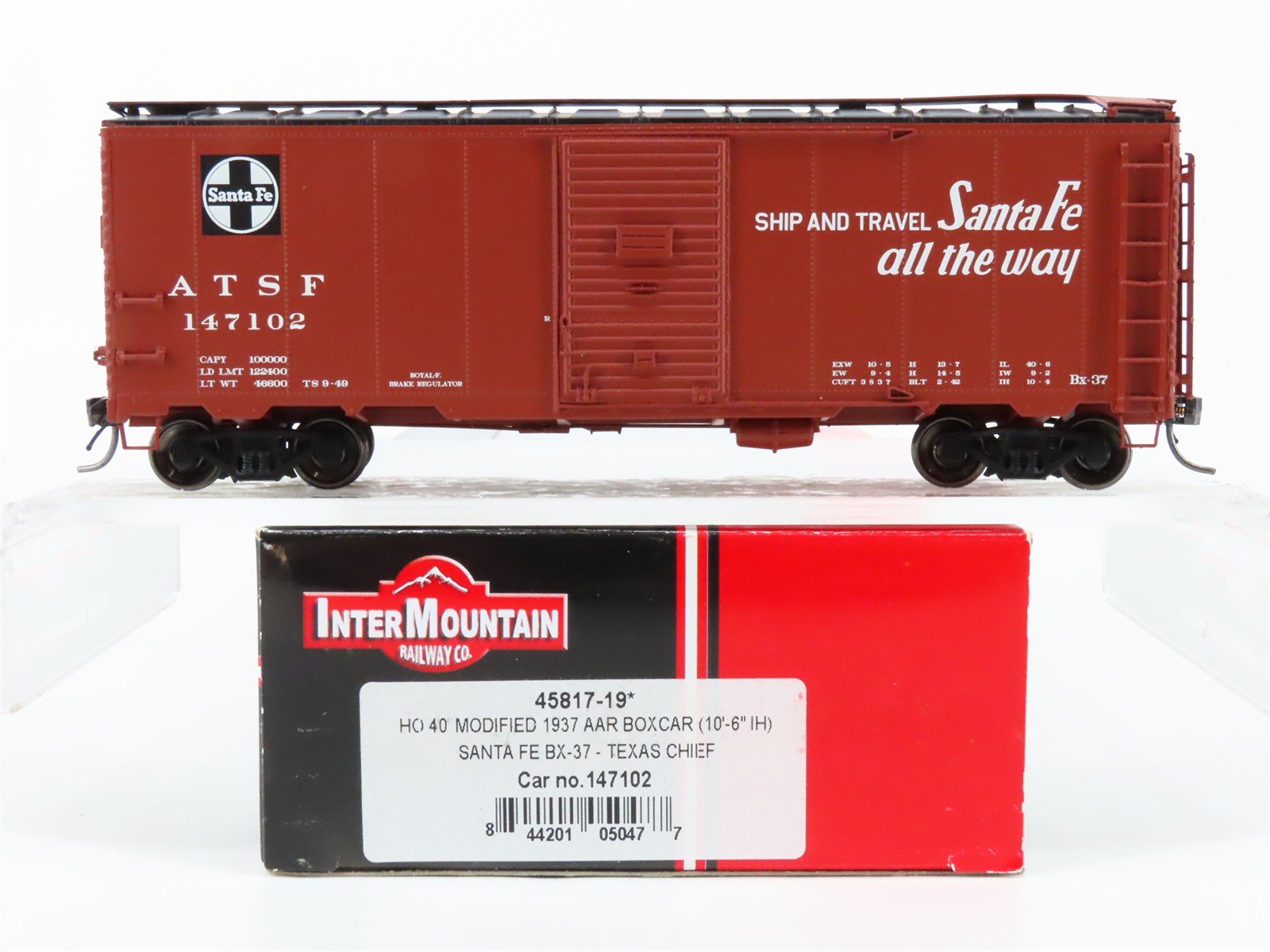 HO Scale Intermountain 45817-19 ATSF Santa Fe 1937 AAR 40' Boxcar #147102