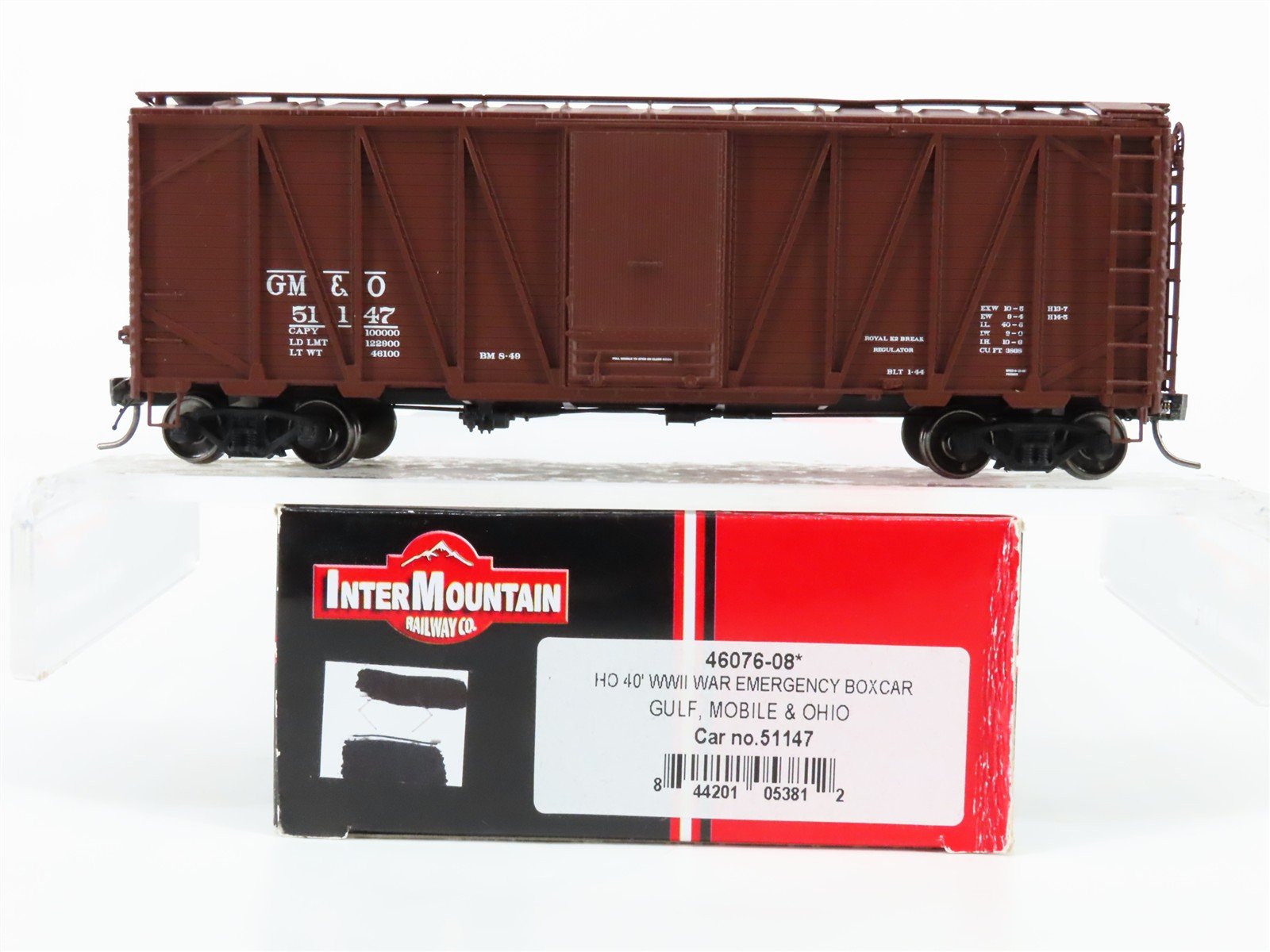 HO Scale Intermountain 46076-08 GM&O Gulf Mobile & Ohio 40' WWII Boxcar #51147