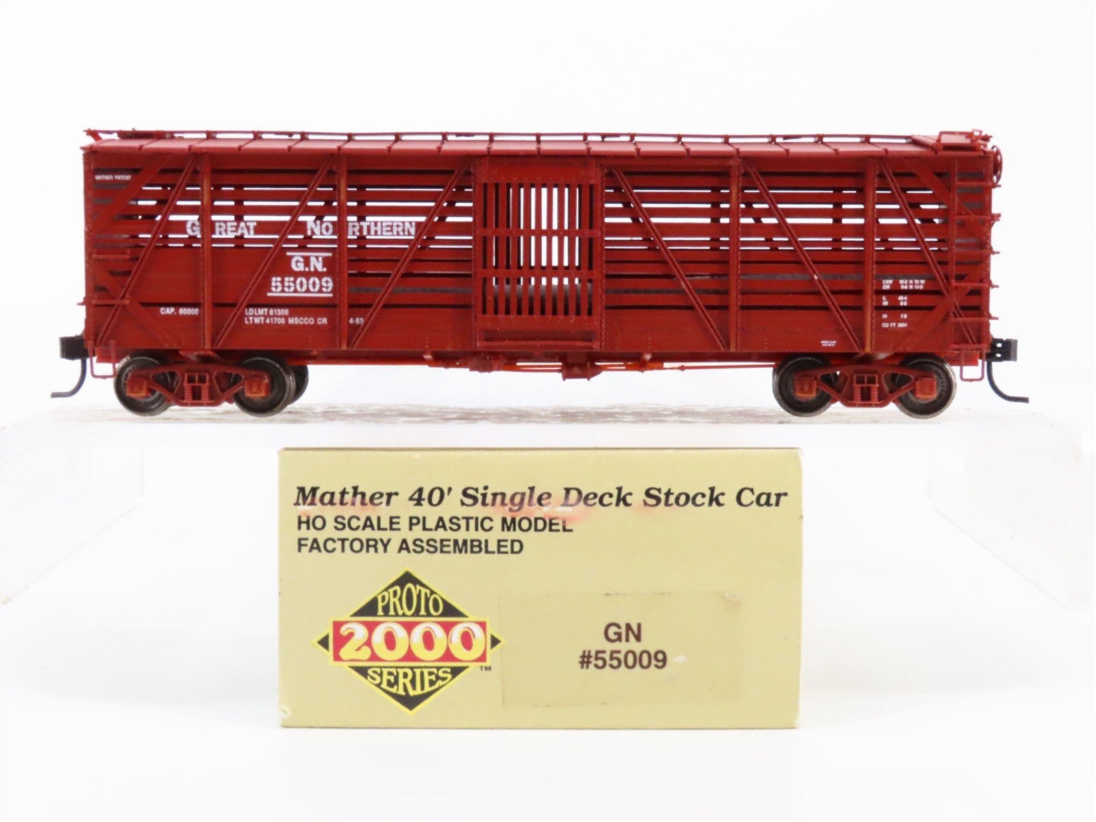 HO Scale Proto 2000 GN Great Northern 40' Single Deck Stock Car #55009