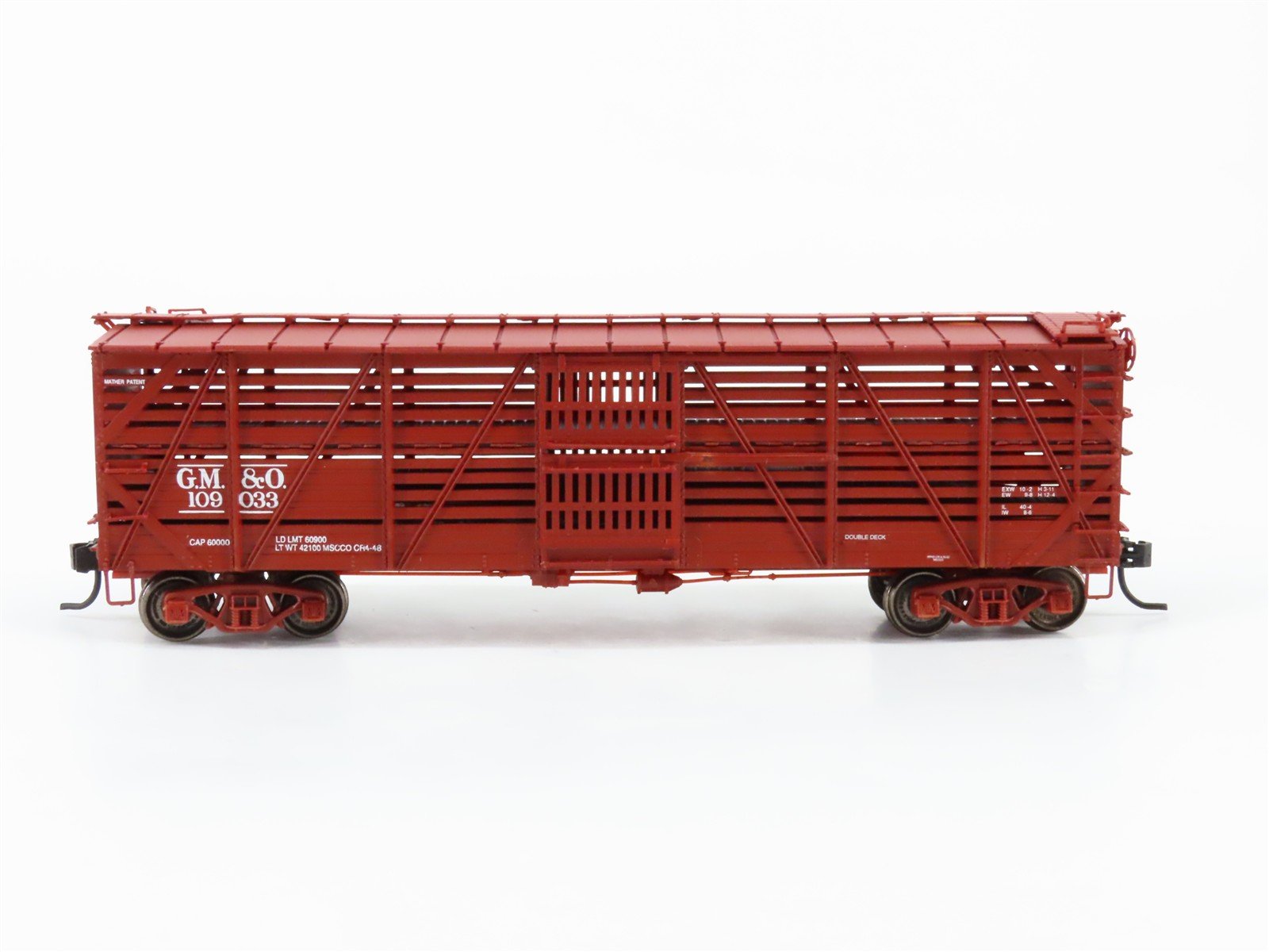 HO Scale Proto 2000 GM&O Gulf Mobile & Ohio 40' Double Deck Stock Car #109033