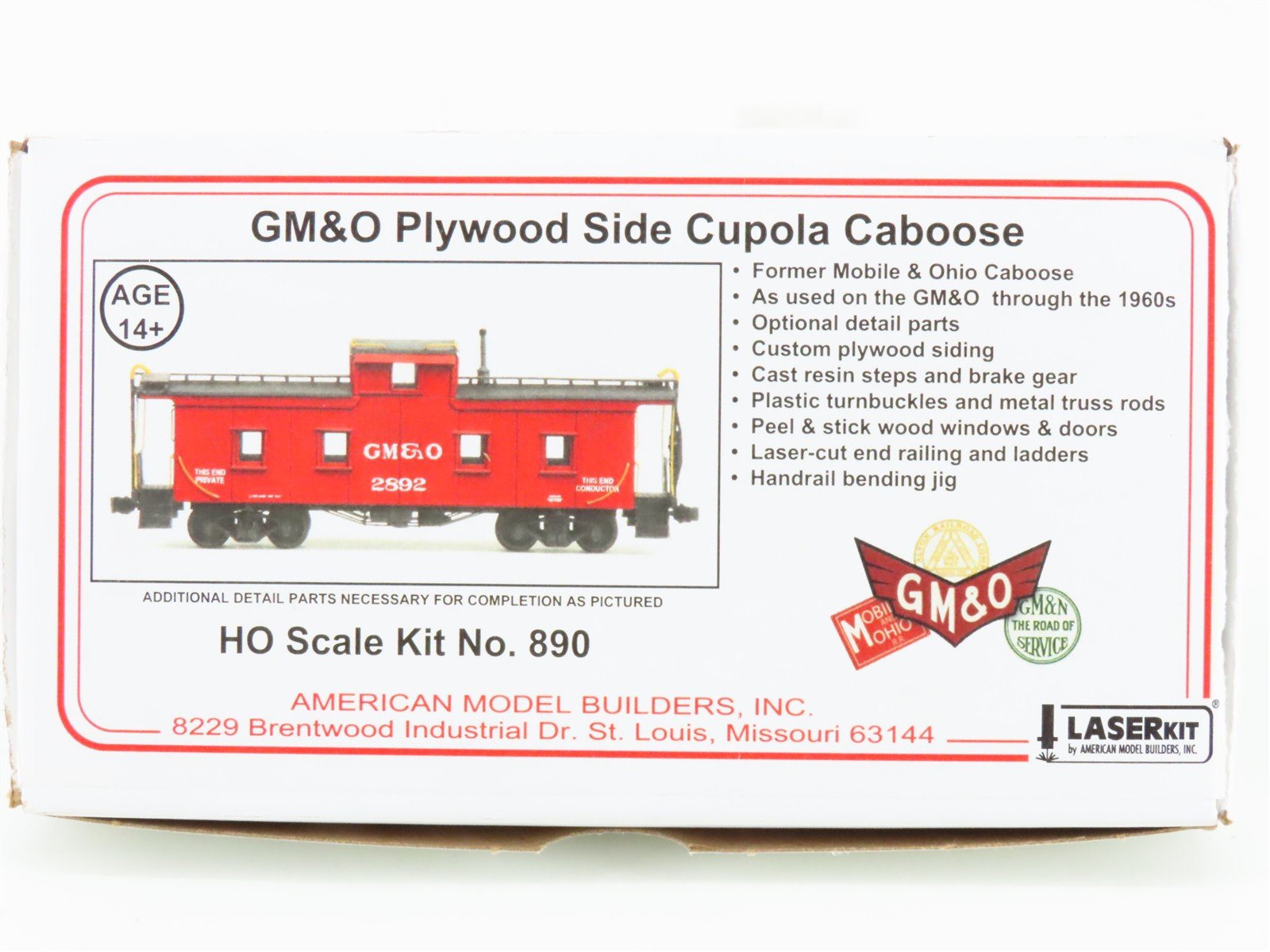 HO Scale LaserKit 890 GM&O Gulf Mobile & Ohio Plywood Side Cupola Caboose Kit