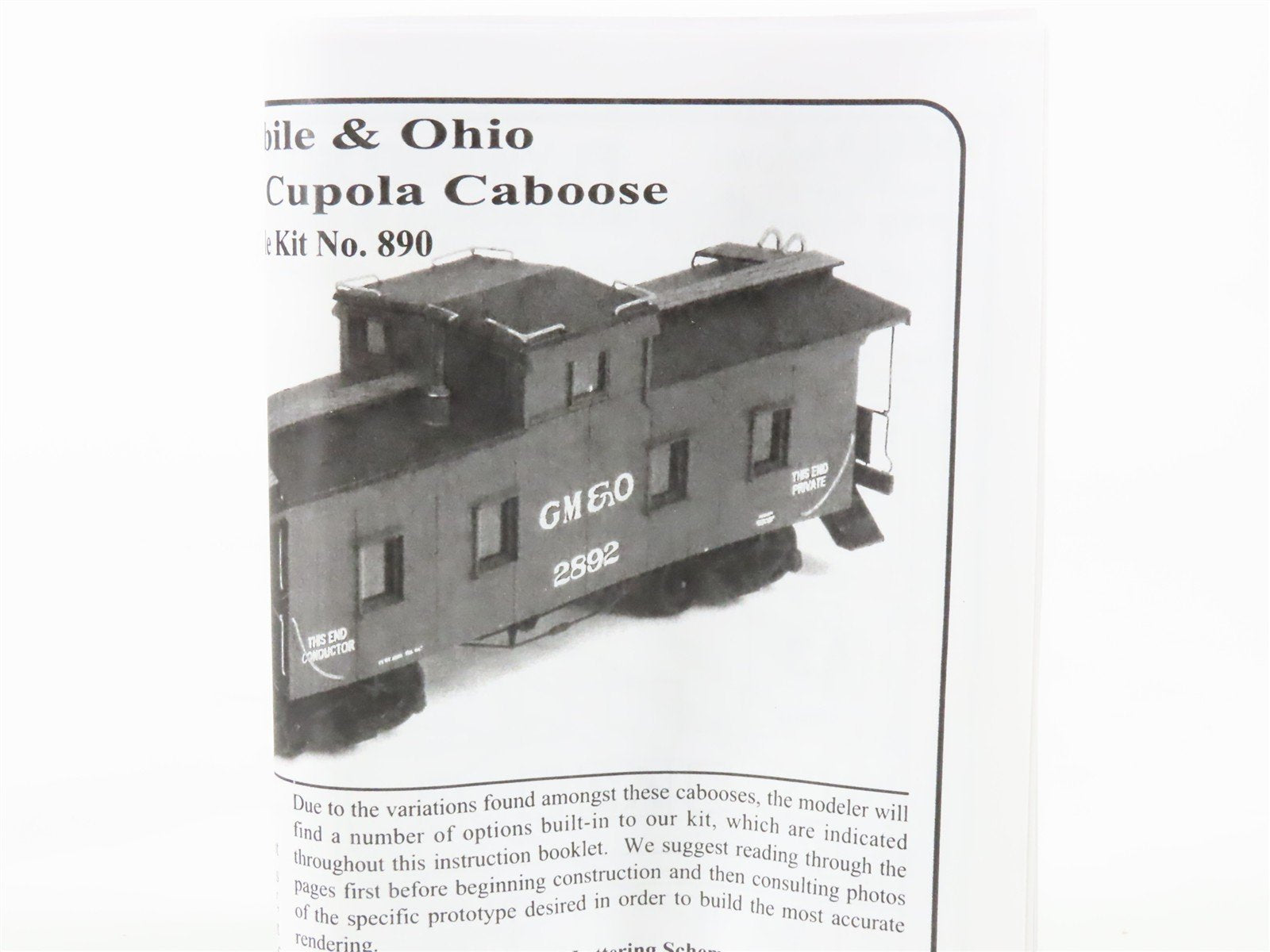 HO Scale LaserKit 890 GM&O Gulf Mobile & Ohio Plywood Side Cupola Caboose Kit