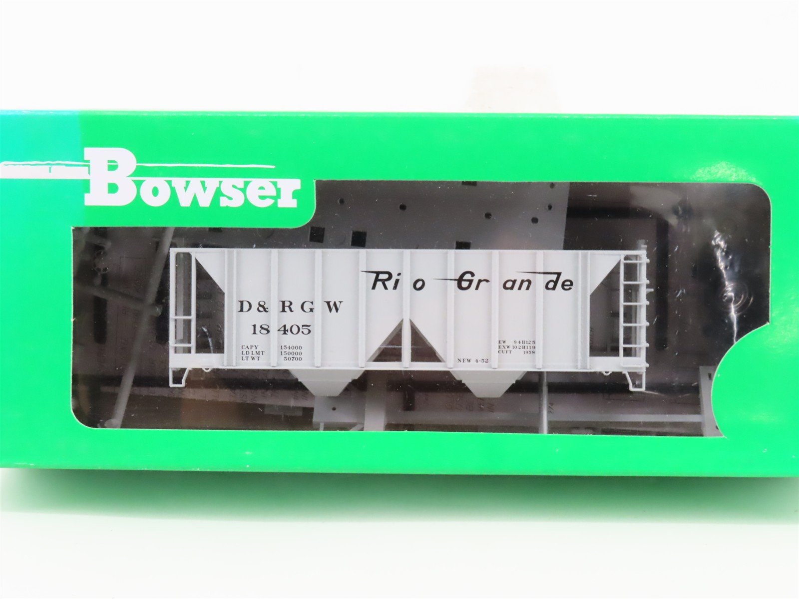 HO Scale Bowser 60078 DRGW Rio Grande 70-Ton 2-Bay Cover Hopper #18405 Kit