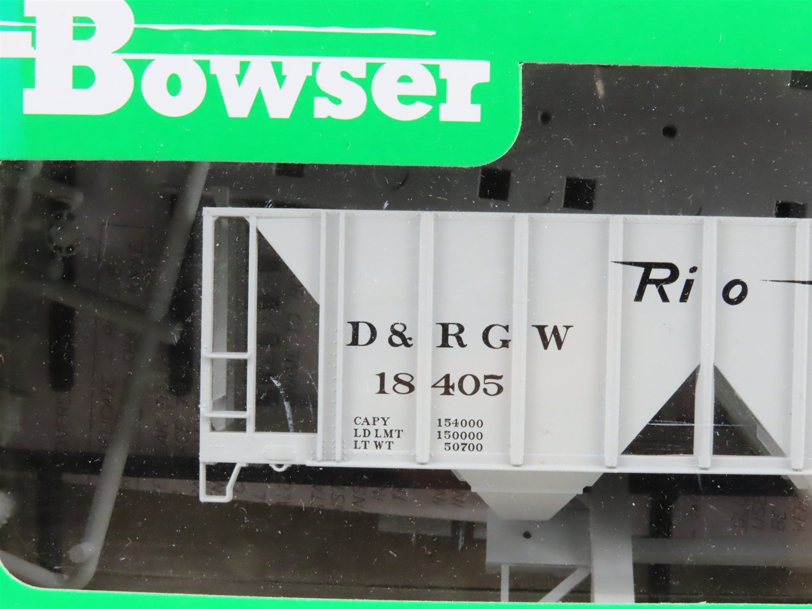 HO Scale Bowser 60078 DRGW Rio Grande 70-Ton 2-Bay Cover Hopper #18405 Kit