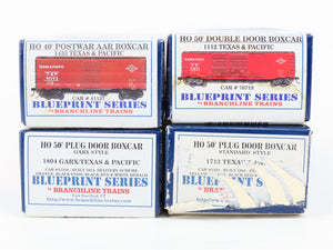 LOT of 4 HO Scale Branchline T&P Texas & Pacific 40' Postwar & 50' Boxcar Kits