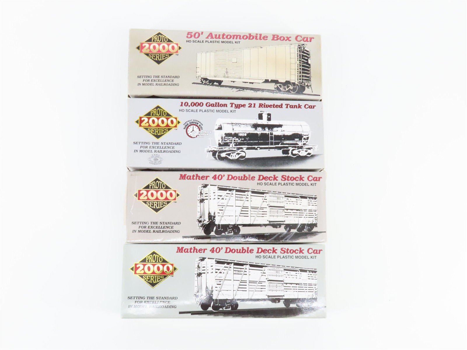 LOT of 4 HO Scale Proto 2000 GM&O/ATSF/MPCX Stock, Tankcar, and Boxcar Kits
