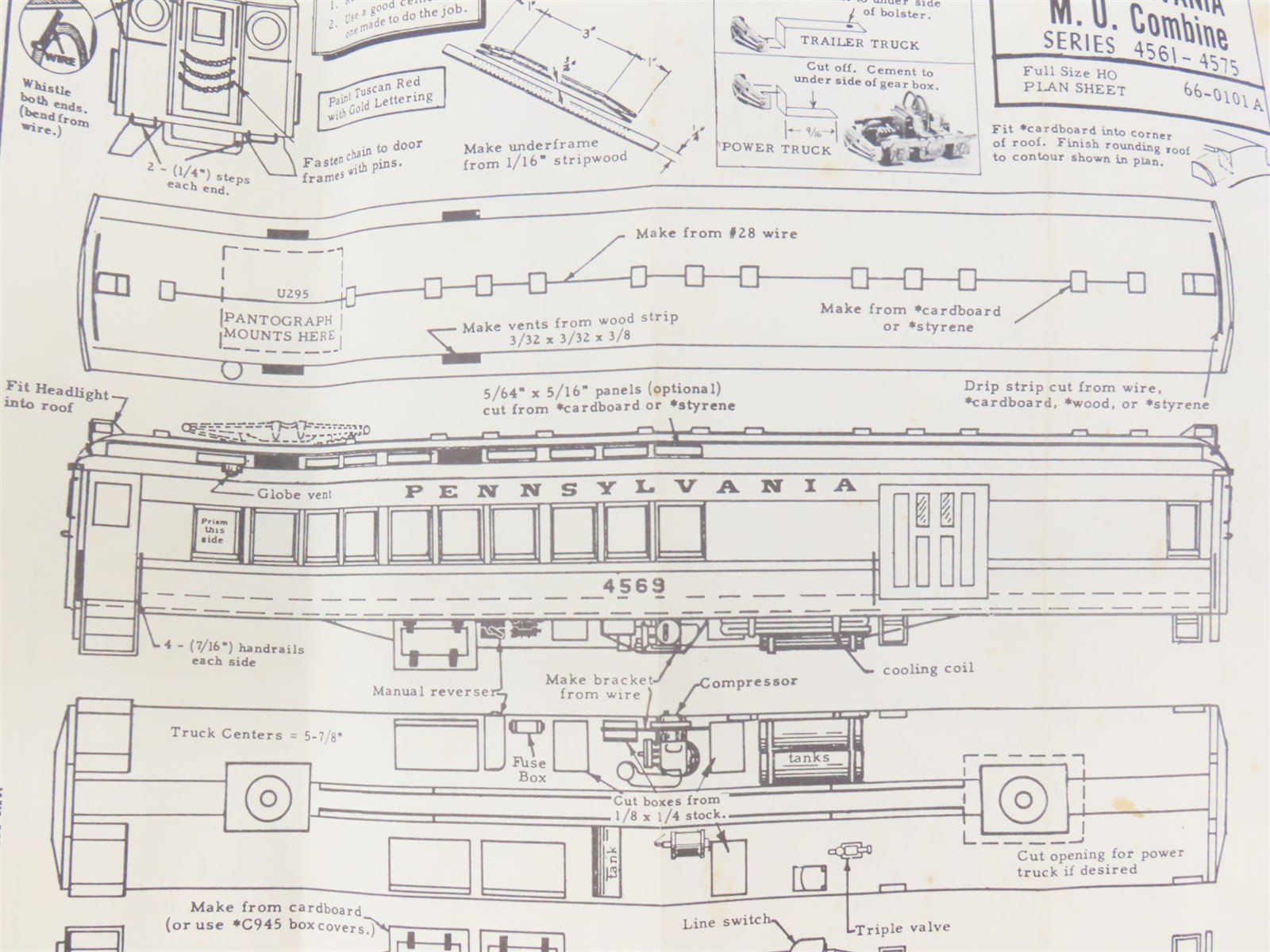 HO Scale Walthers Kit 5526-U777 Undecorated PRR MU Combine Electric Rail Car