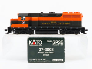 HO Scale KATO 37-3003 GN Great Northern EMD GP35 Ph. 1C Diesel #3036 - DCC Ready