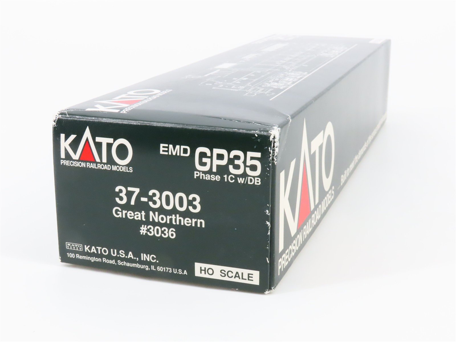 HO Scale KATO 37-3003 GN Great Northern EMD GP35 Ph. 1C Diesel #3036 - DCC Ready