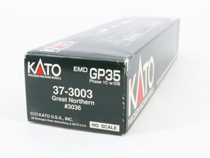 HO Scale KATO 37-3003 GN Great Northern EMD GP35 Ph. 1C Diesel #3036 - DCC Ready