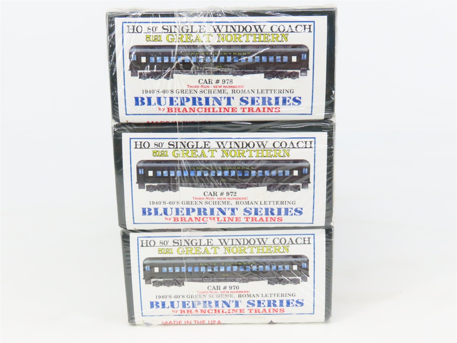 HO Scale Branchline Blueprint Kit 5121 GN 80' Coach Passenger 3-Car Set - SEALED