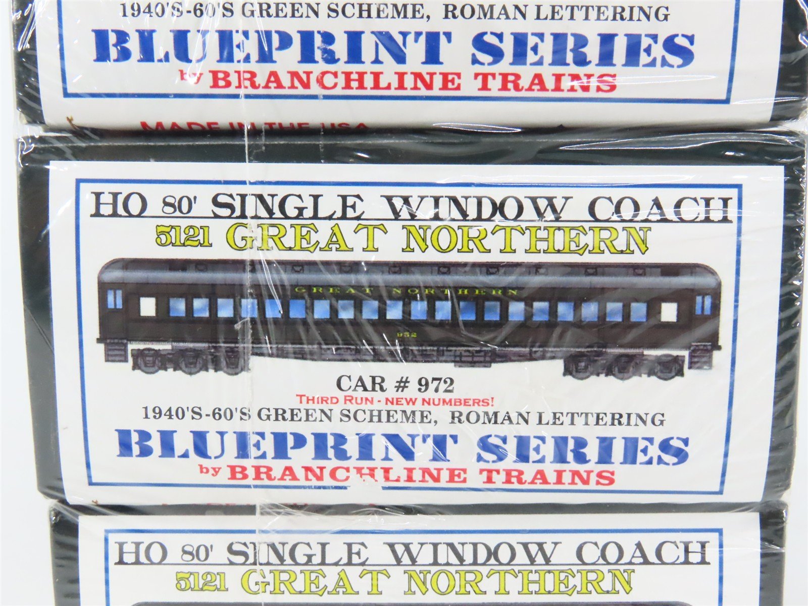 HO Scale Branchline Blueprint Kit 5121 GN 80' Coach Passenger 3-Car Set - SEALED