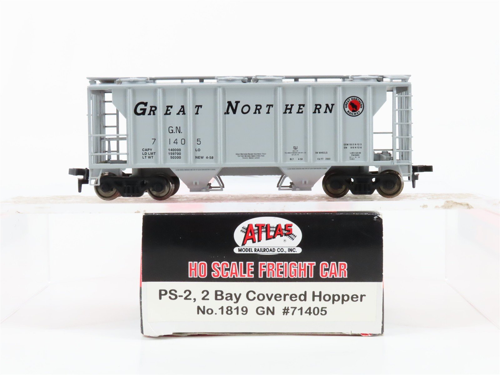 HO Scale Atlas 1819 GN Great Northern 2-Bay PS-2 Covered Hopper #71405