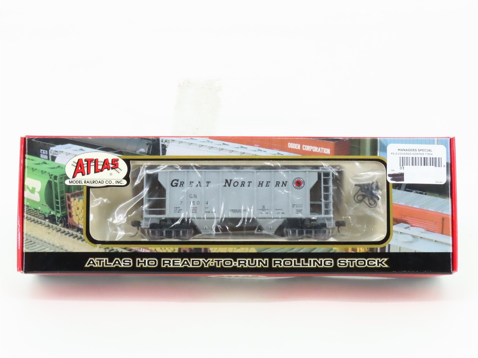 HO Atlas 1819-3 GN Great Northern 2-Bay PS-2 Covered Hopper #71504 - SEALED