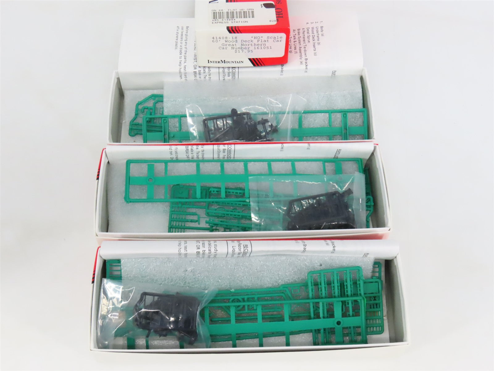 LOT of 3 HO Scale Intermountain GN Great Northern 60' Flatcar Kits
