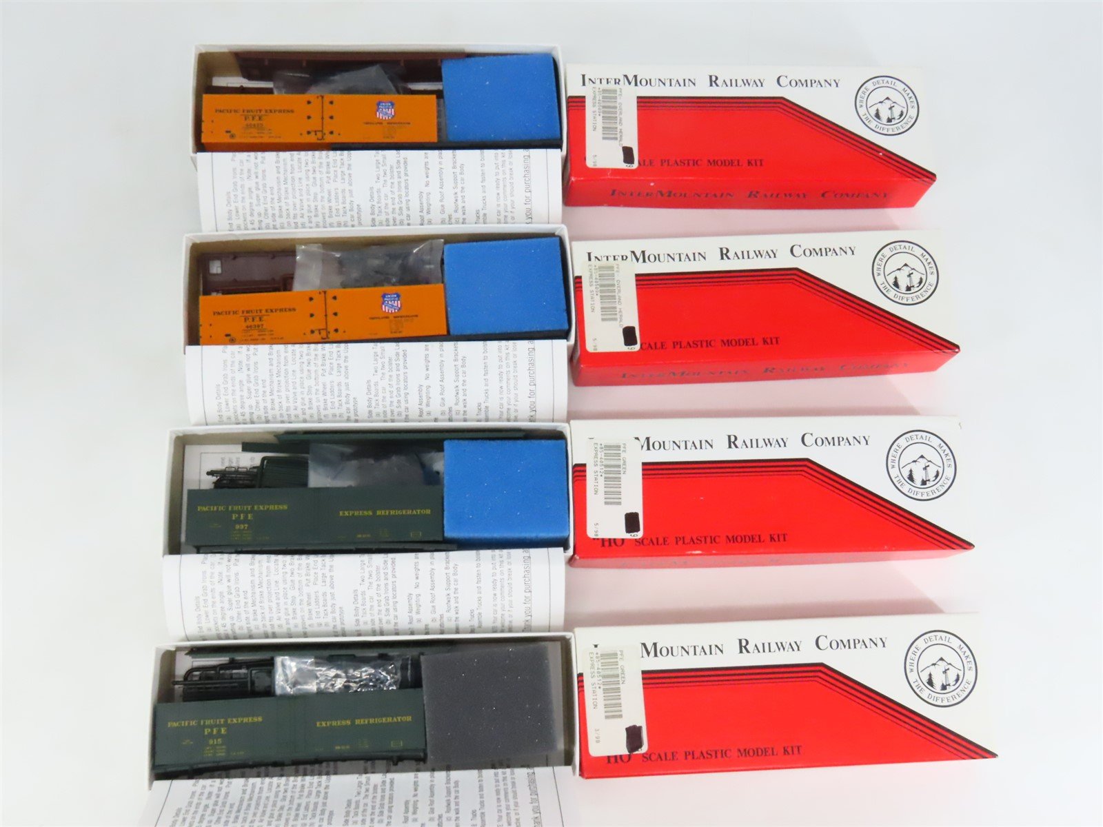 LOT of 4 HO Scale Intermountain Assorted PFE Ice Bunker Car Kits