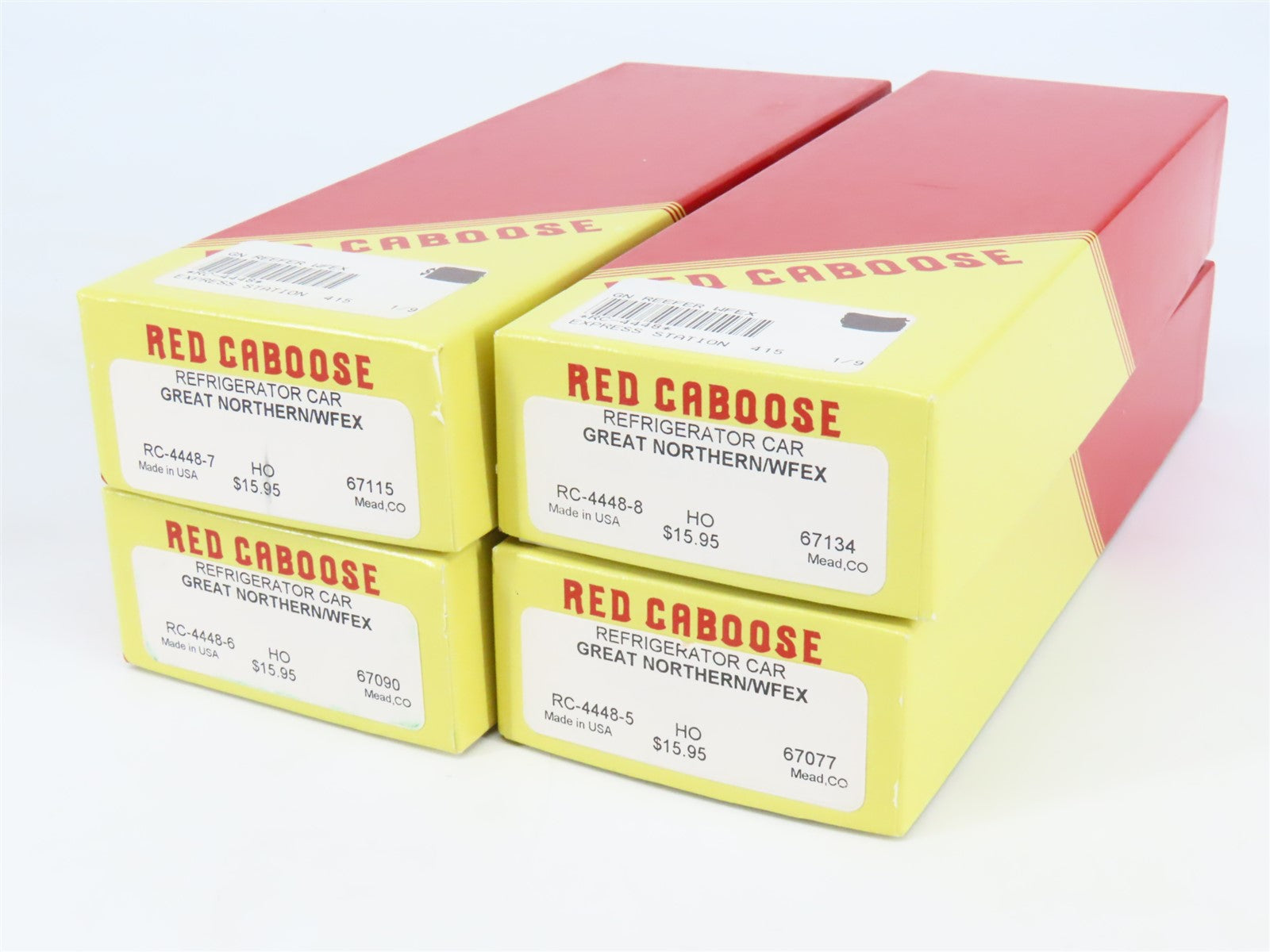 LOT of 4 HO Scale Red Caboose GN Great Northern Refrigerator Car Kits