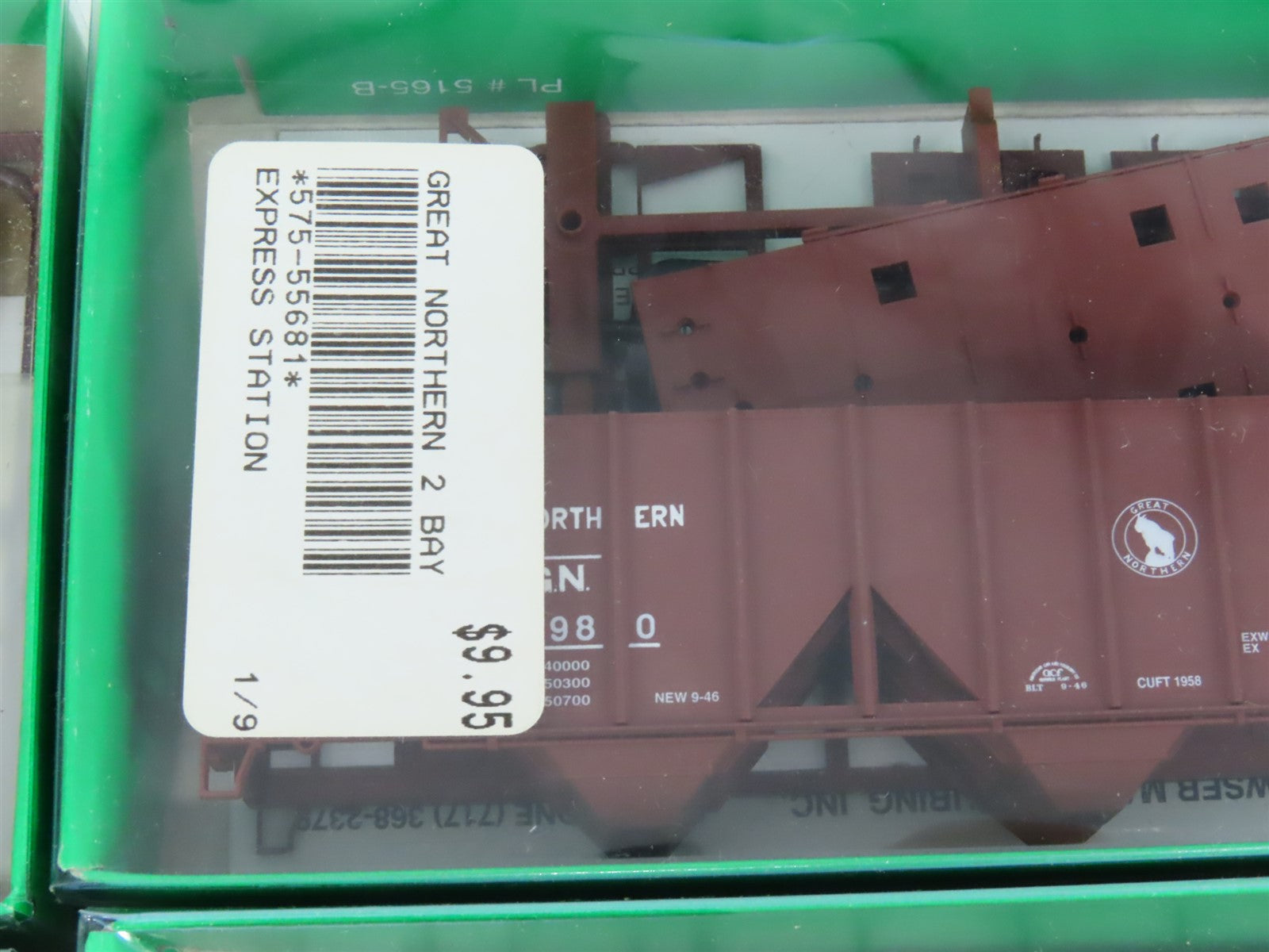 LOT of 4 HO Scale Bowser 55681 GN Great Northern 2-Bay Covered Hopper Car Kits