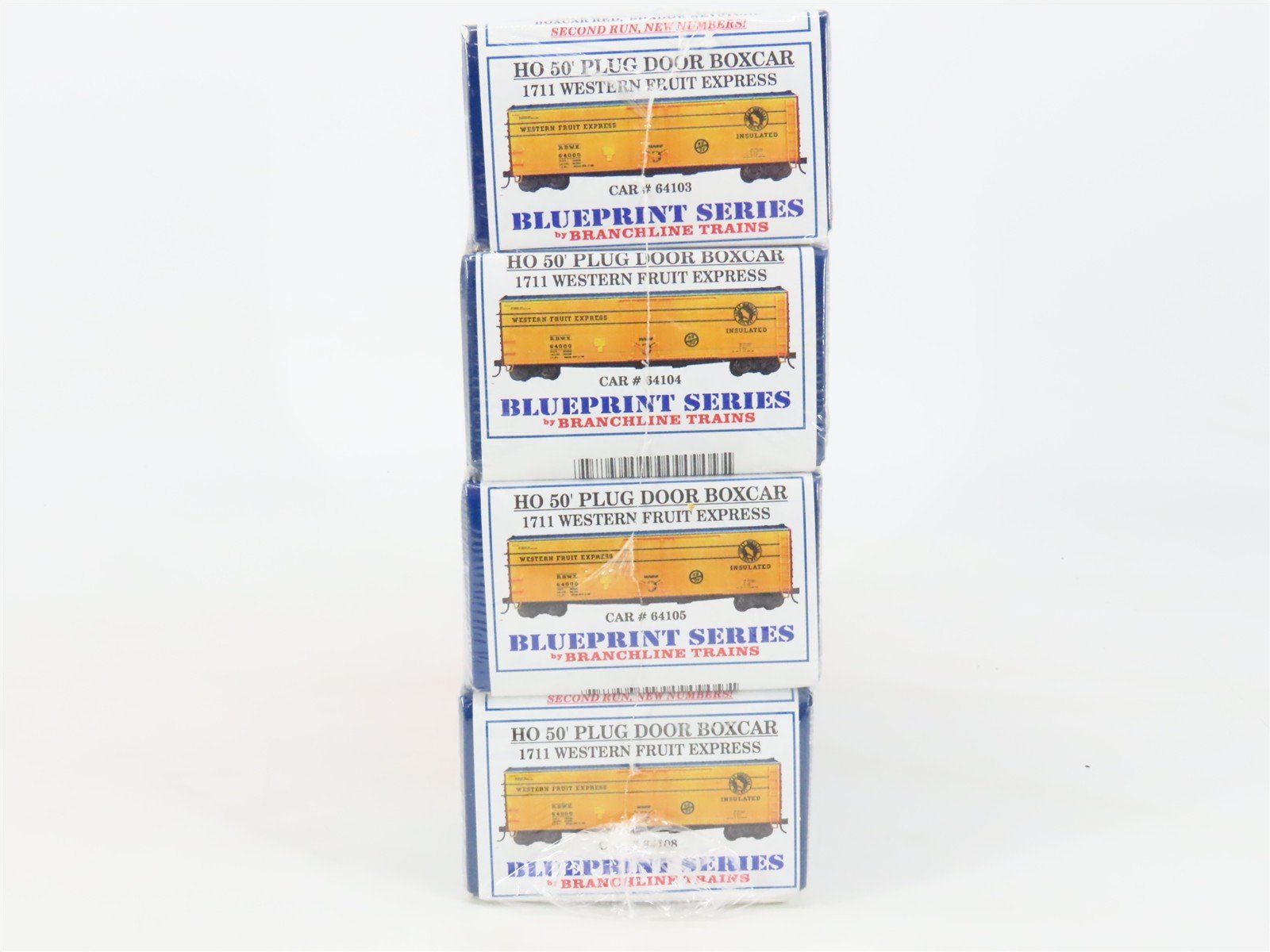 HO Scale Branchline RBWX Western Fruit Express 50' Plug Door Boxcar Kit 4-Pack