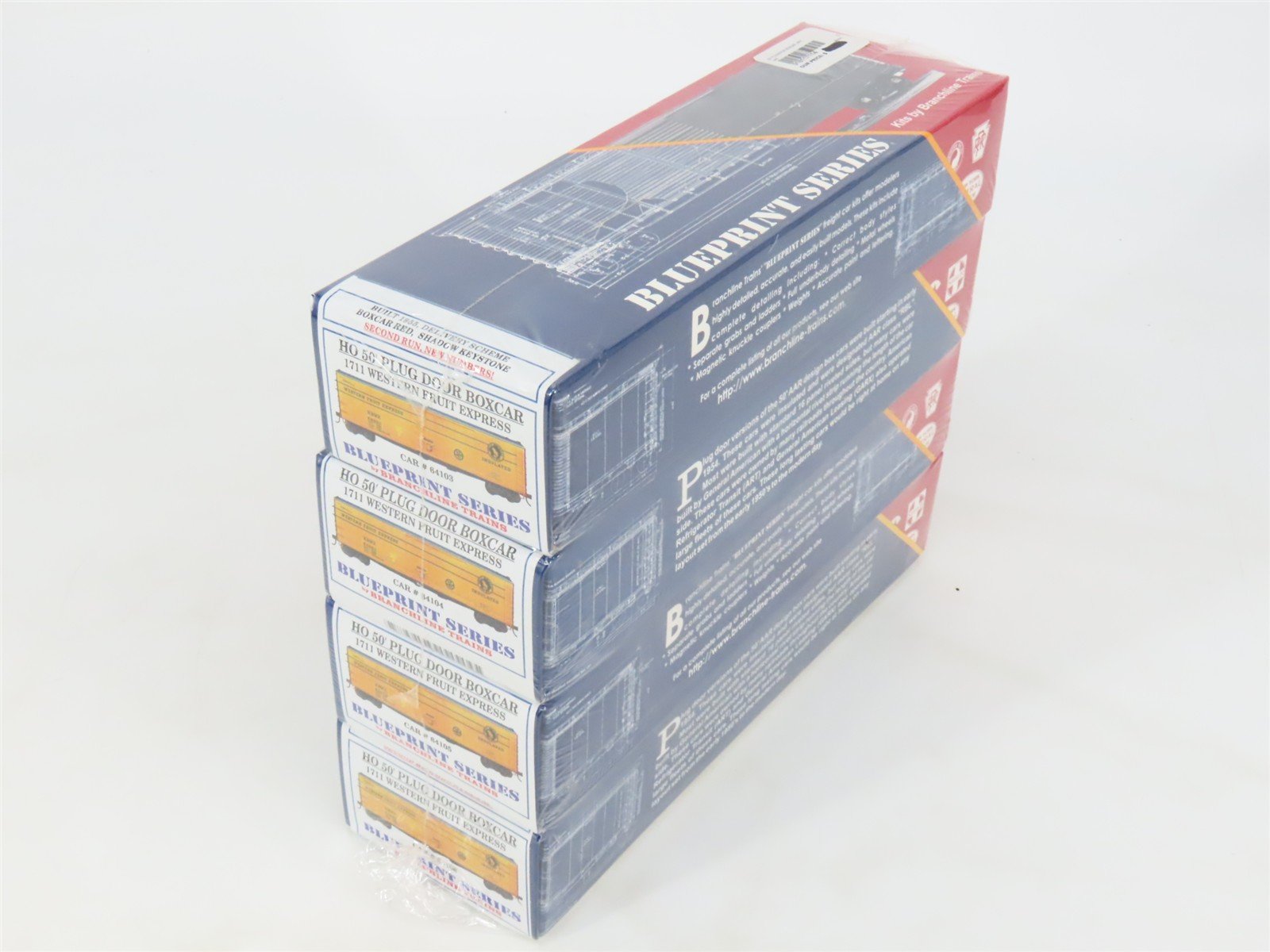 HO Scale Branchline RBWX Western Fruit Express 50' Plug Door Boxcar Kit 4-Pack