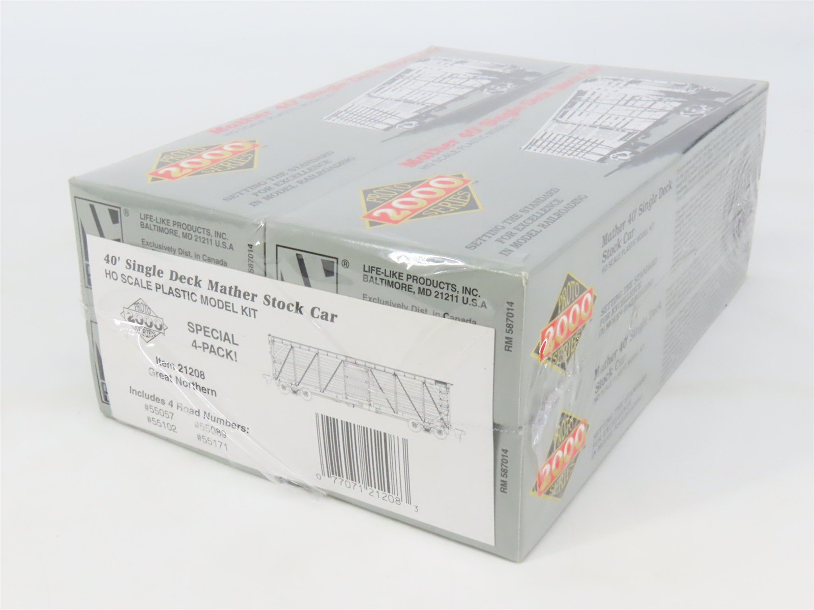 HO Scale Proto 2000 21208 GN Great Northern 40' Stock/Cattle 4-Car Kit