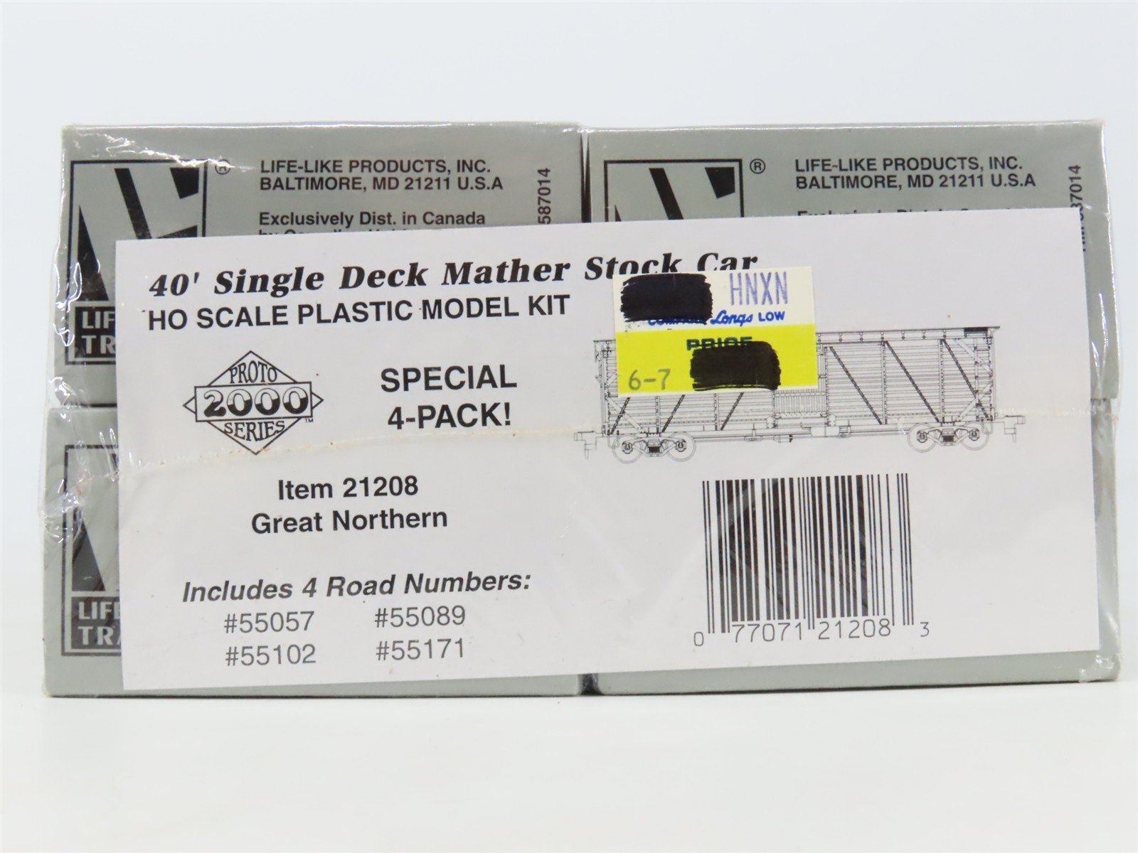 HO Scale Proto 2000 21208 GN Great Northern 40' Stock/Cattle 4-Car Kit