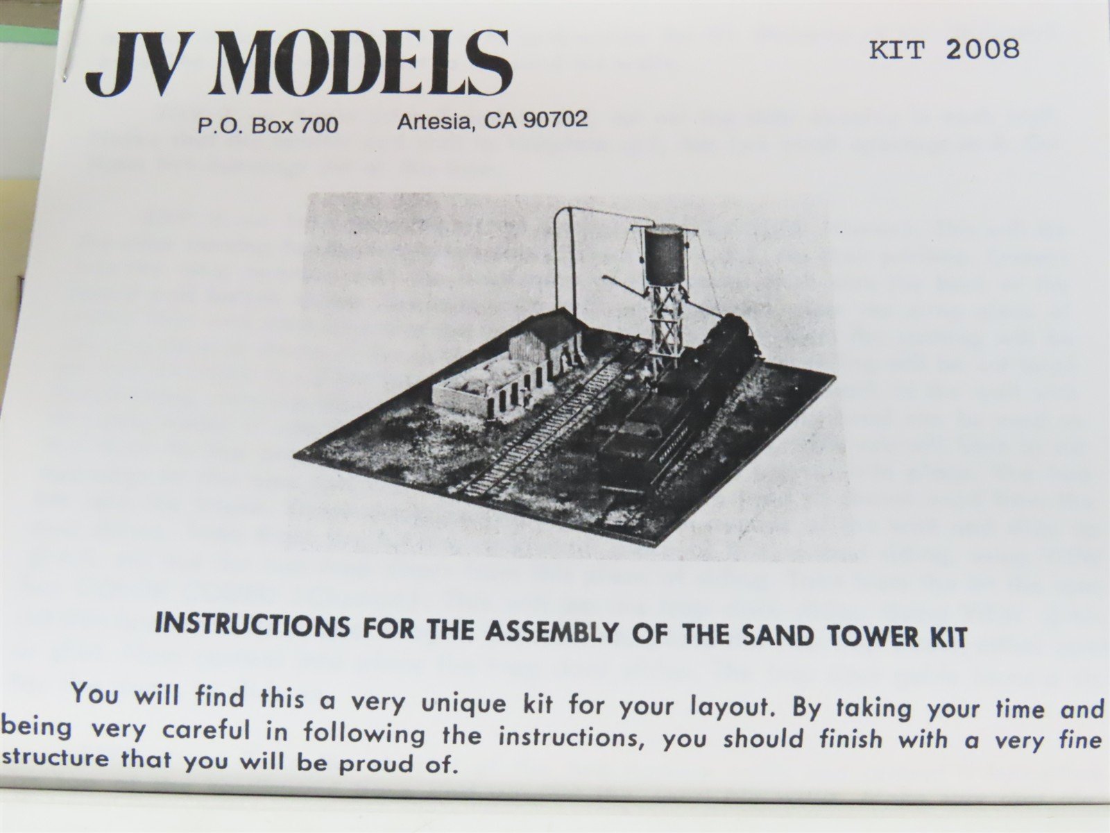 HO Scale JV Model 2008 Sand Tower Building Kit