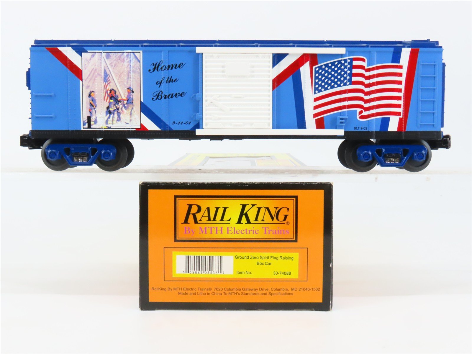 O Gauge 3-Rail MTH 30-74088 Ground Zero Spirit Flag Raising Boxcar