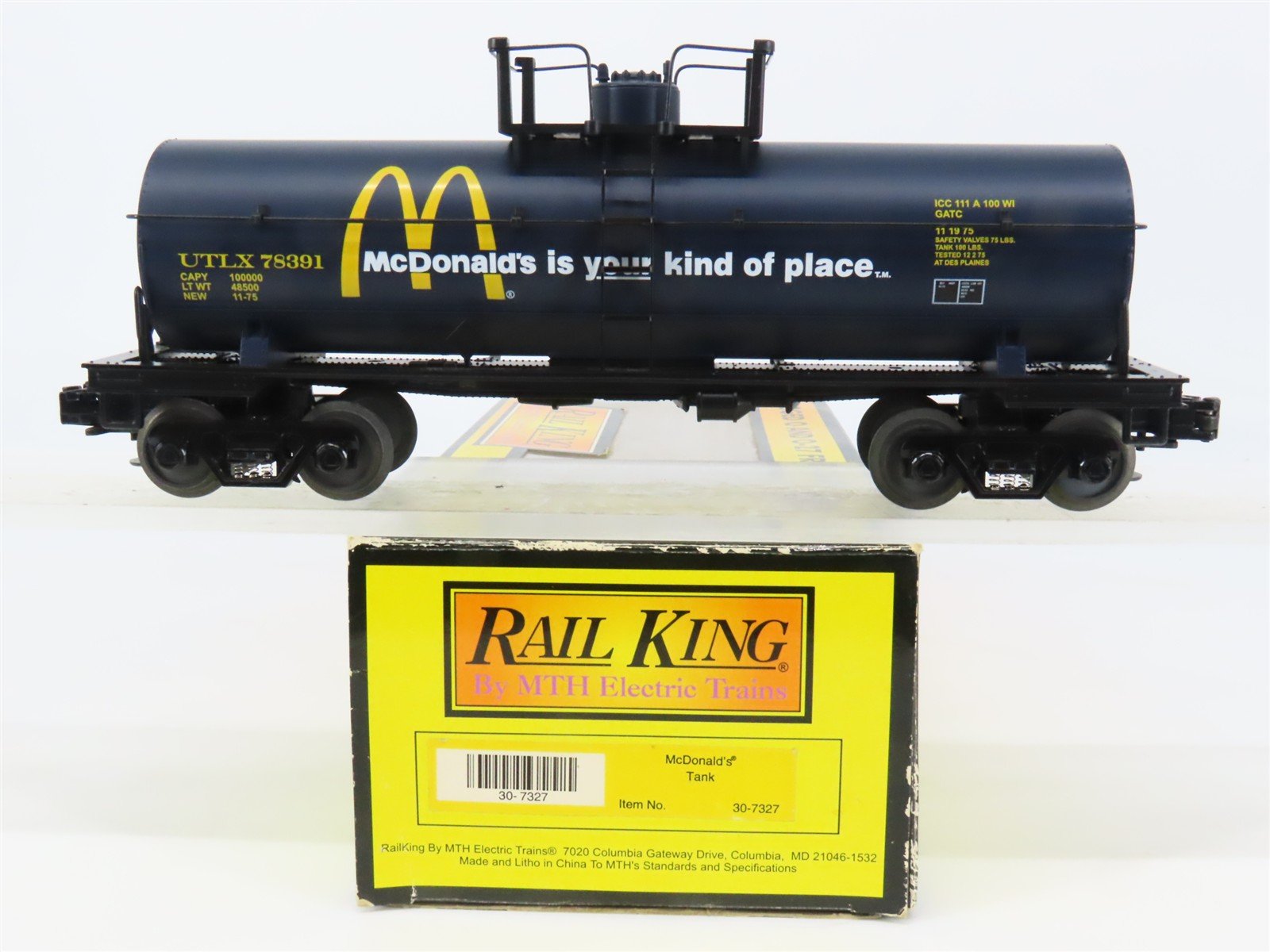 O Gauge 3-Rail MTH Rail King 30-7327 McDonald's Single Dome Tankcar #78391
