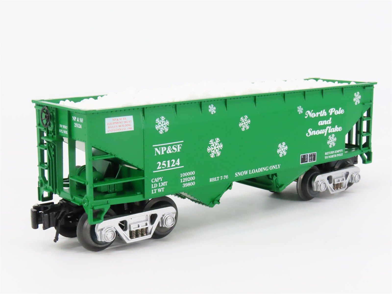 O Gauge 3-Rail Aristo-Craft 96250 NP&SF Christmas 2-Bay Hopper Car #23124 wLoad